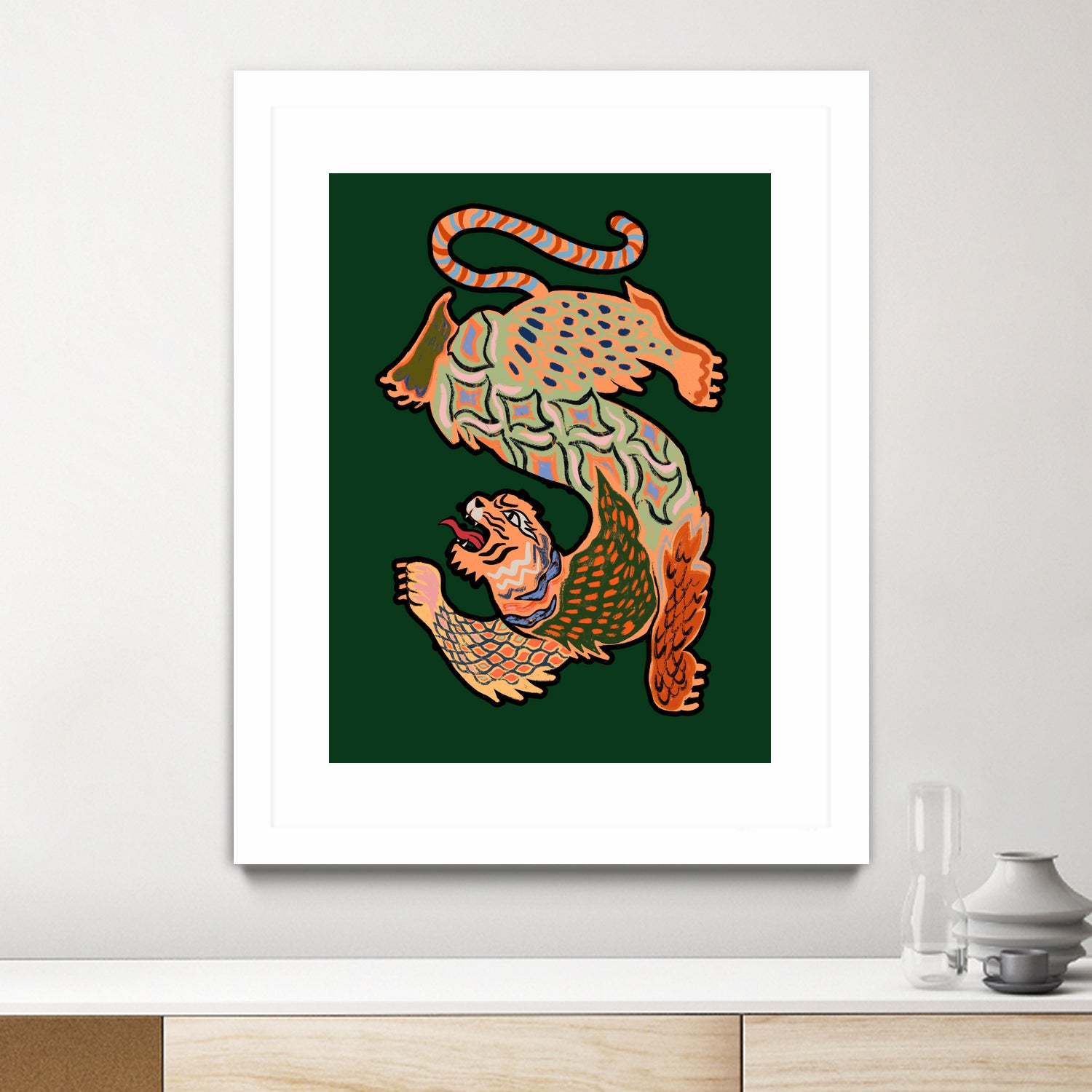 Asiantiger Green by Arty Guava on GIANT ART - illustration green background
