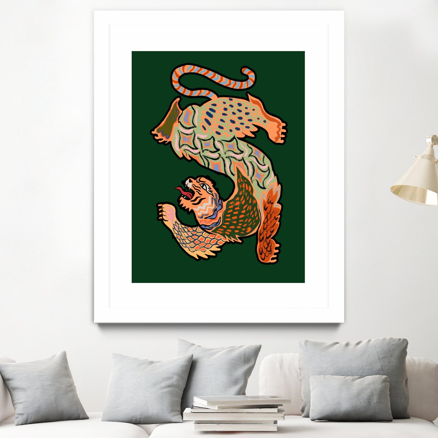 Asiantiger Green by Arty Guava on GIANT ART - illustration green background