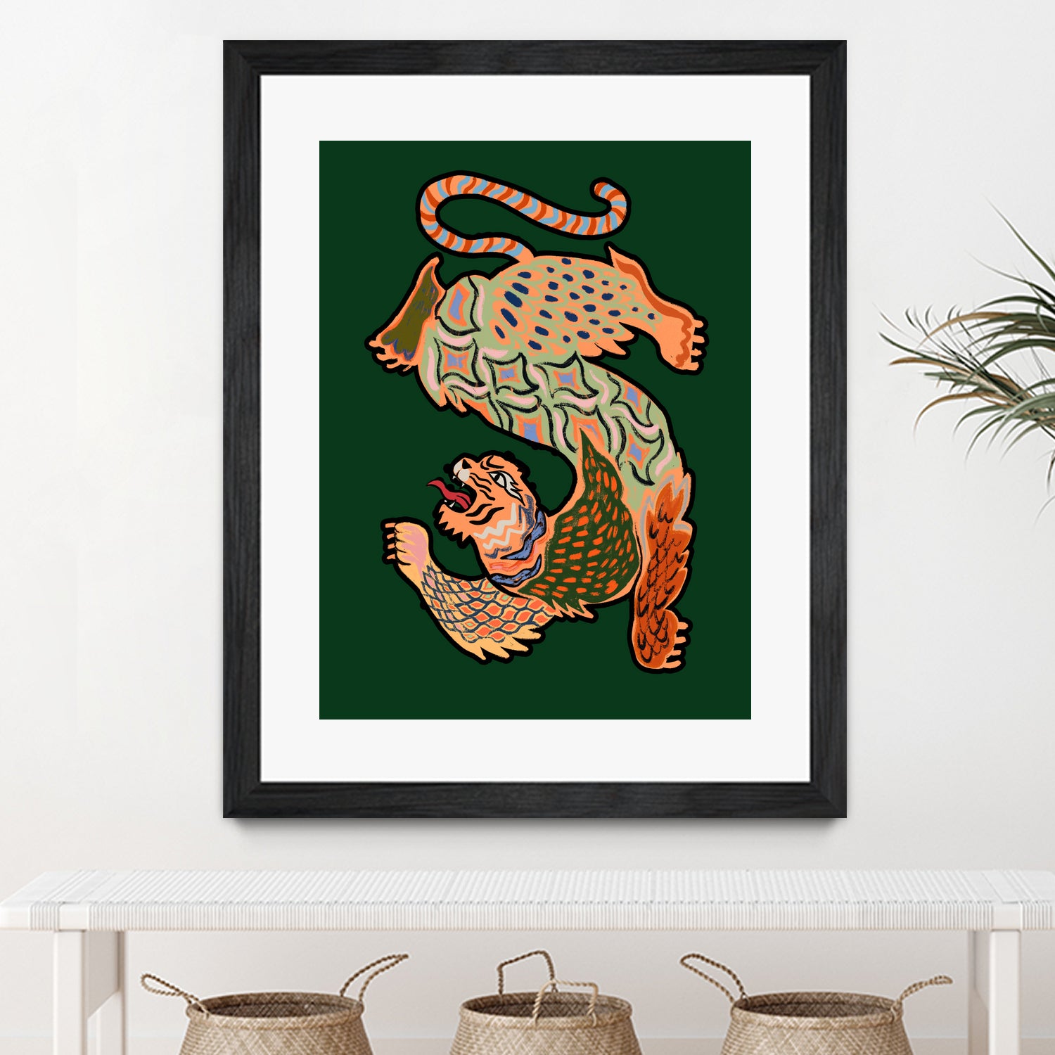 Asiantiger Green by Arty Guava on GIANT ART - illustration green background