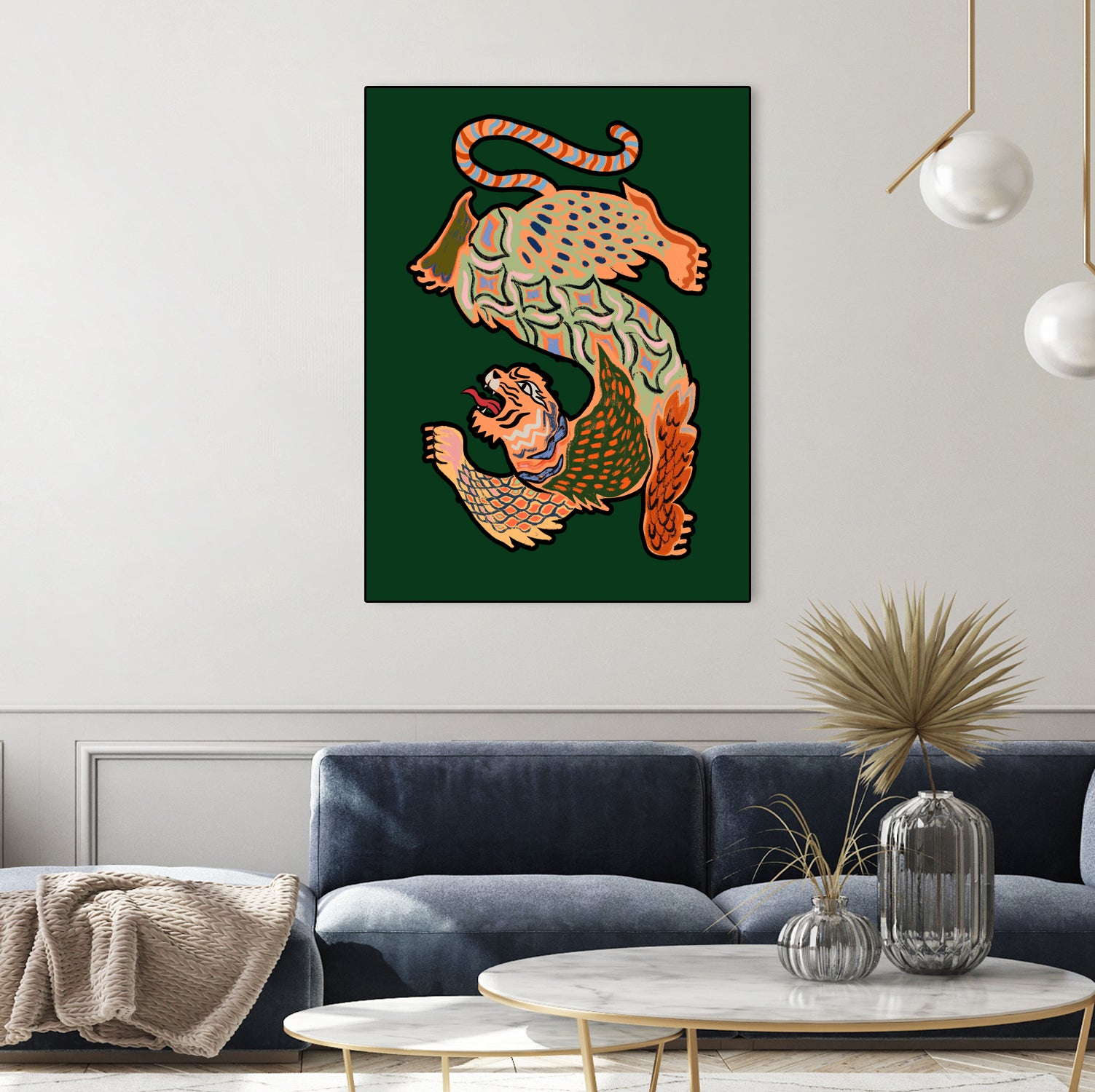 Asiantiger Green by Arty Guava on GIANT ART - illustration green background