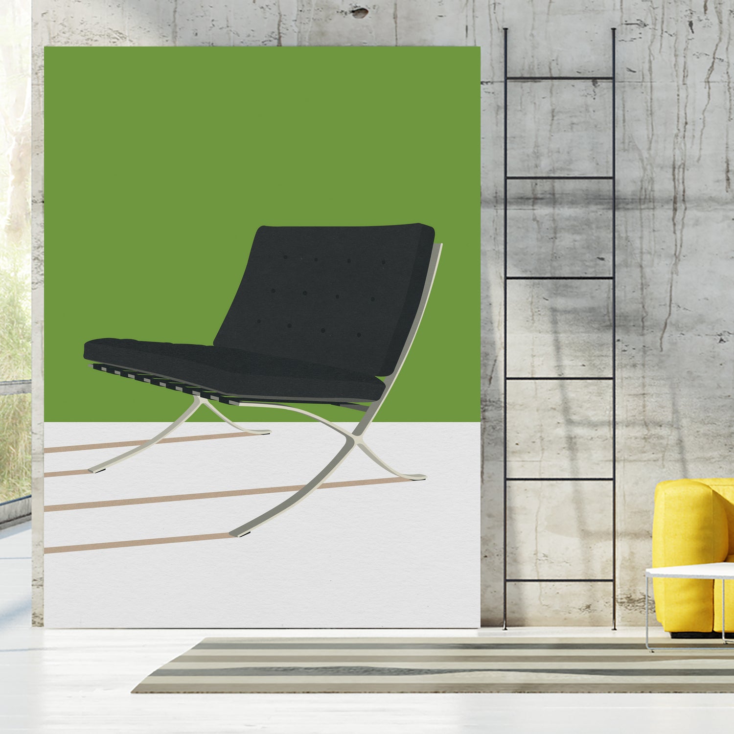Barcelona Chair (Green Background) Mies Van Der Rohe by Rosi on GIANT ART