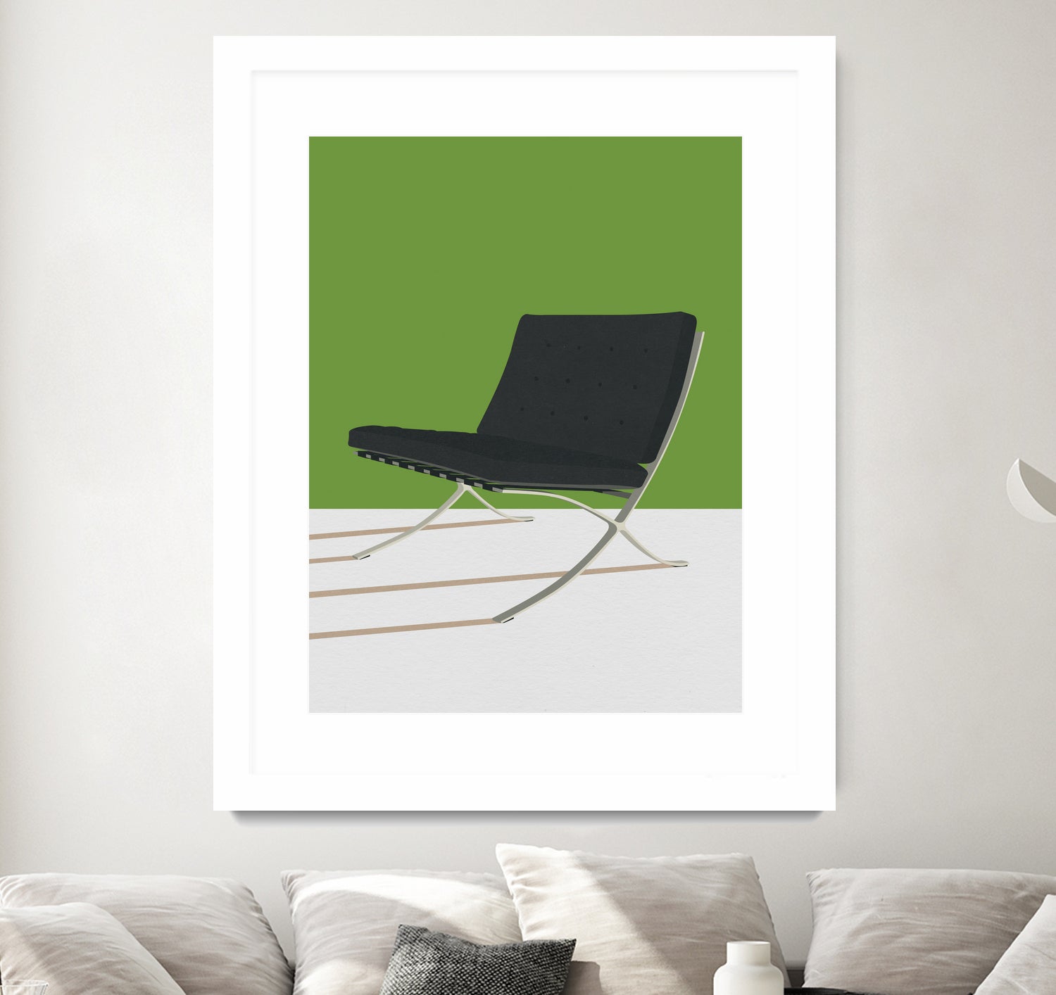 Barcelona Chair (Green Background) Mies Van Der Rohe by Rosi on GIANT ART
