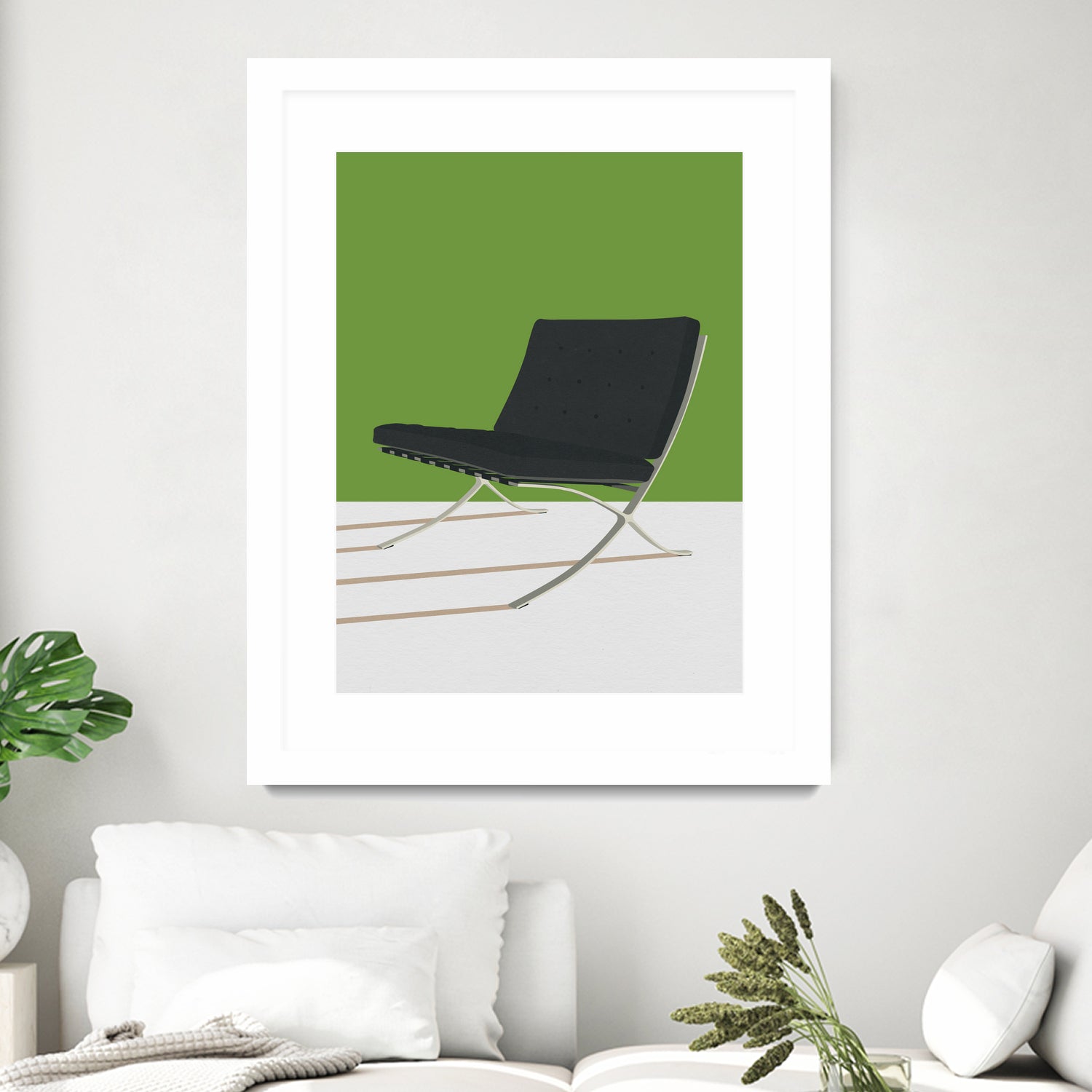 Barcelona Chair (Green Background) Mies Van Der Rohe by Rosi on GIANT ART