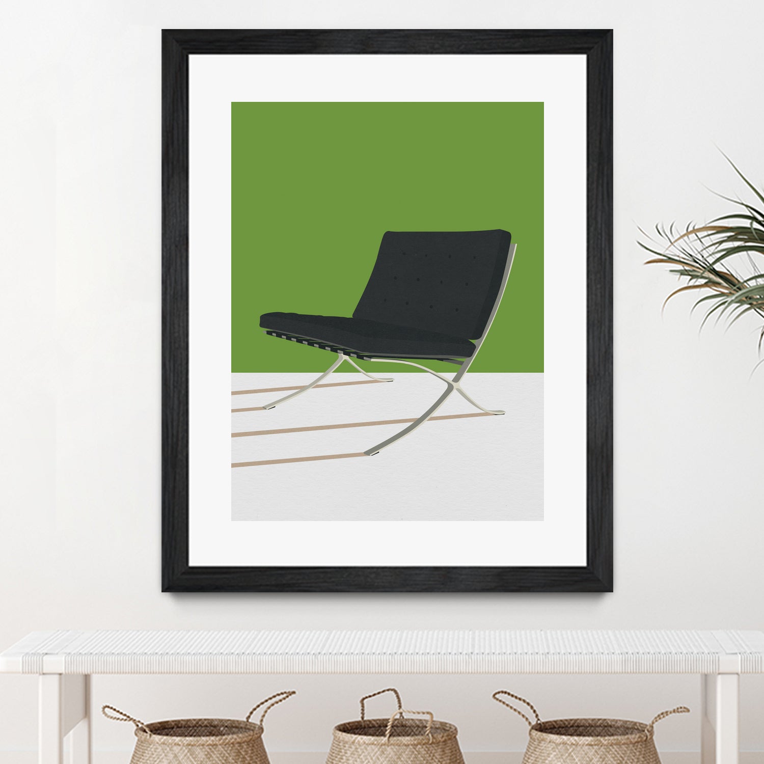 Barcelona Chair (Green Background) Mies Van Der Rohe by Rosi on GIANT ART