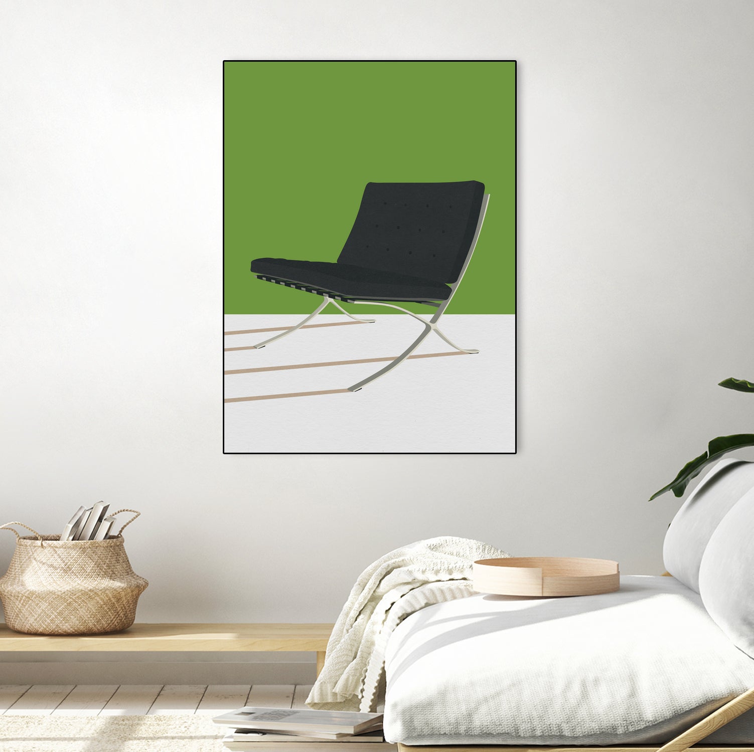 Barcelona Chair (Green Background) Mies Van Der Rohe by Rosi on GIANT ART
