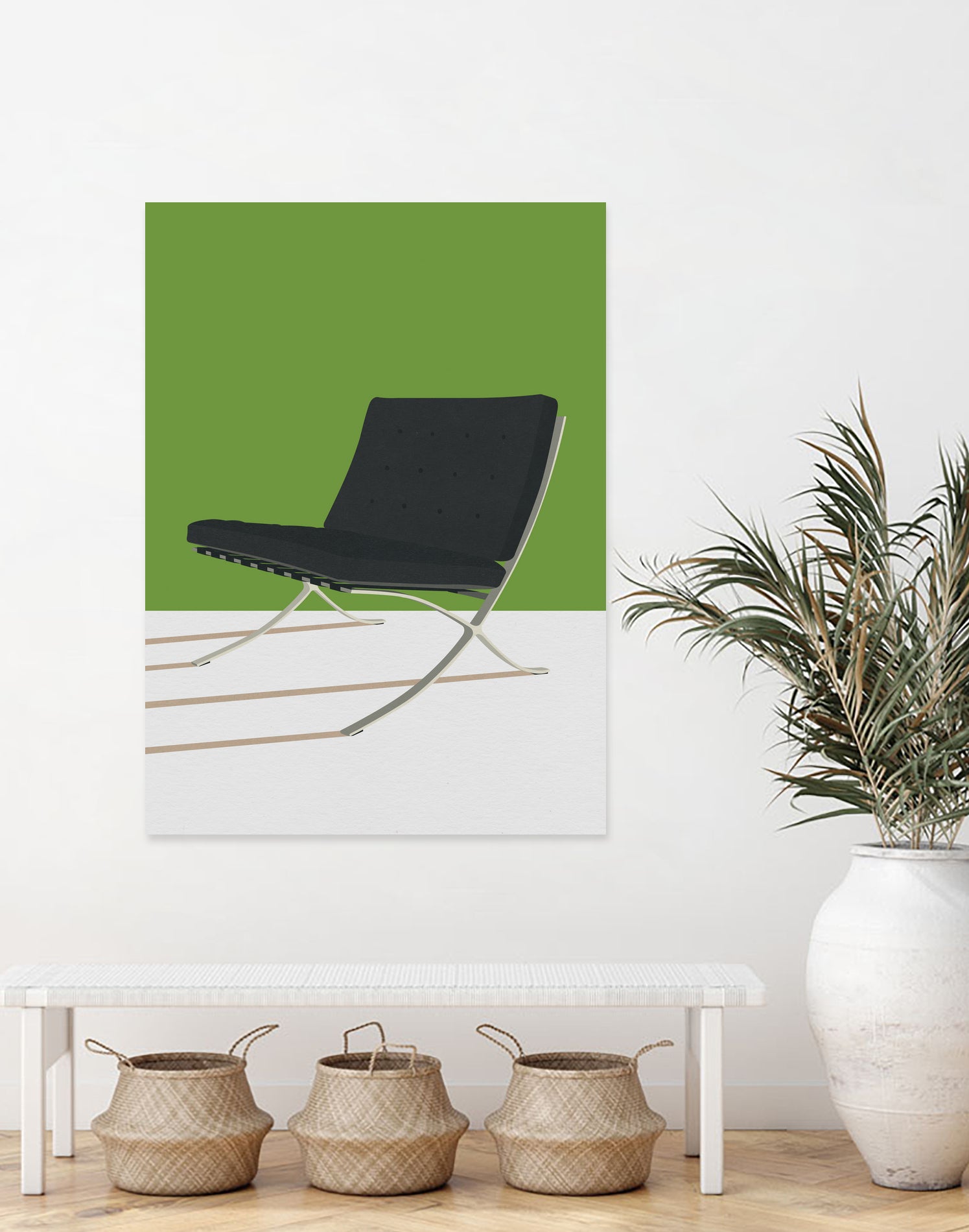 Barcelona Chair (Green Background) Mies Van Der Rohe by Rosi on GIANT ART