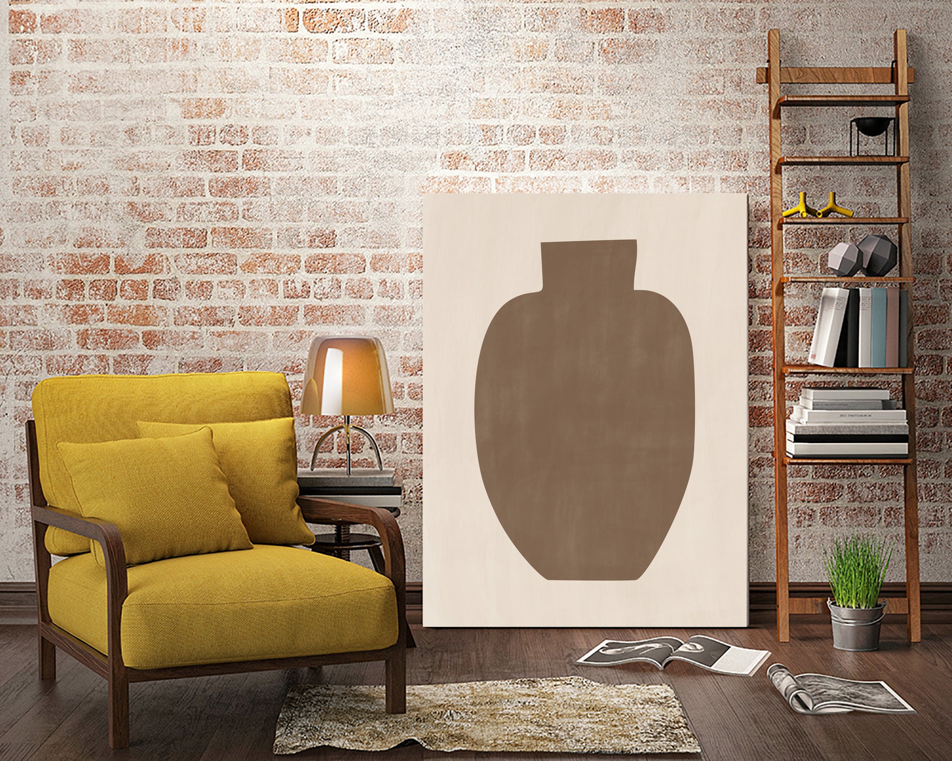 Brown Silhouette of a Vase by Elena Ristova on GIANT ART - minimalist art abstract minimalist art