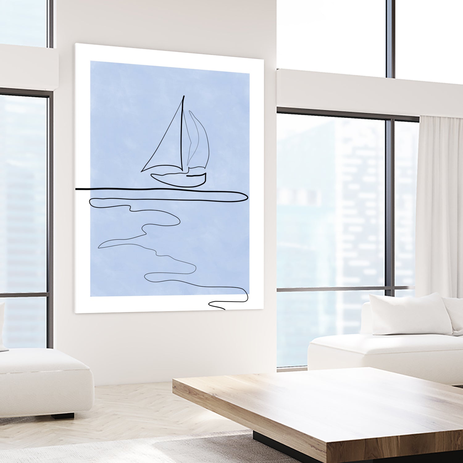 Sail Line Serenity by Elena Ristova on GIANT ART - abstract minimalist line art