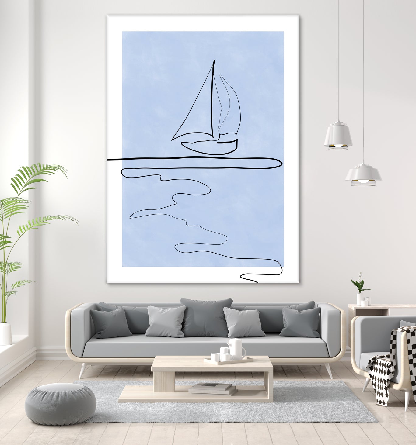 Sail Line Serenity by Elena Ristova on GIANT ART - abstract minimalist line art