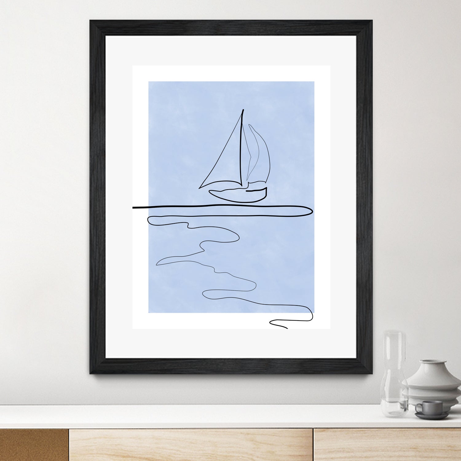 Sail Line Serenity by Elena Ristova on GIANT ART - abstract minimalist line art
