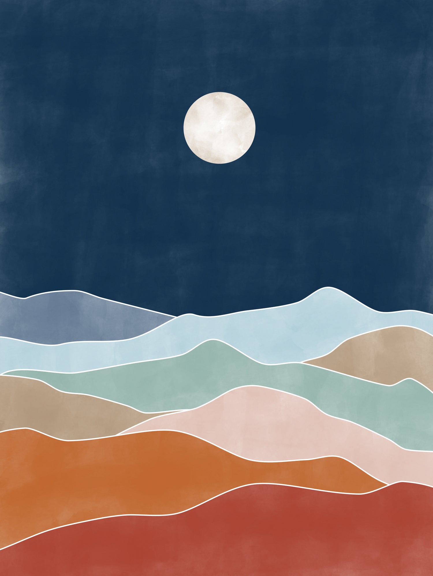 Moonlit Hill Scape by Elena Ristova on GIANT ART - abstract abstract