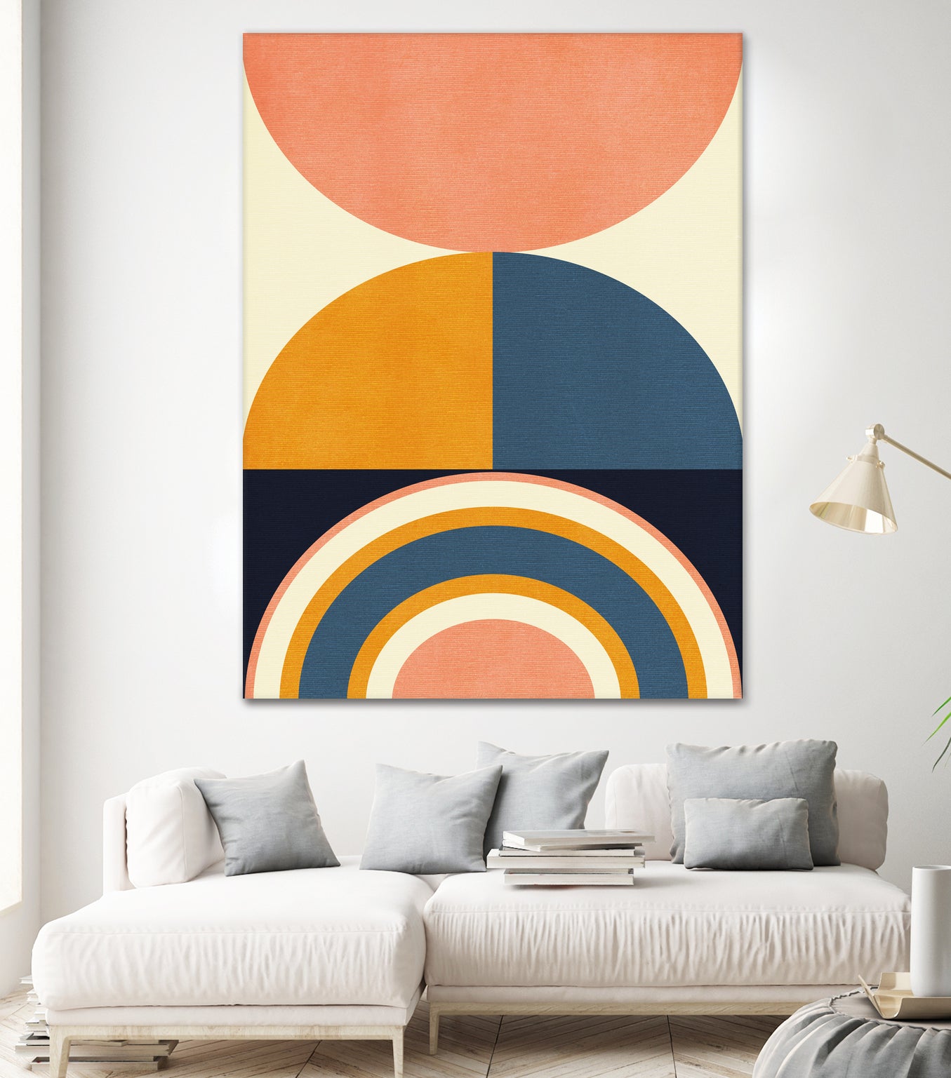 Rainbow Plus Shapes Blue Mustard10 by Ana Rut Bre on GIANT ART - abstract abstract