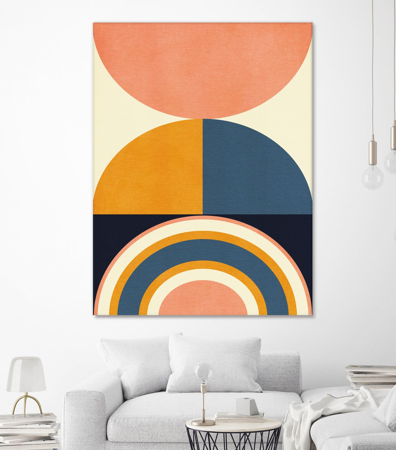 Rainbow Plus Shapes Blue Mustard10 by Ana Rut Bre on GIANT ART - abstract abstract