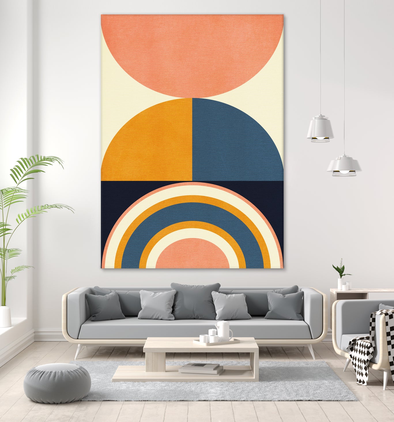 Rainbow Plus Shapes Blue Mustard10 by Ana Rut Bre on GIANT ART - abstract abstract