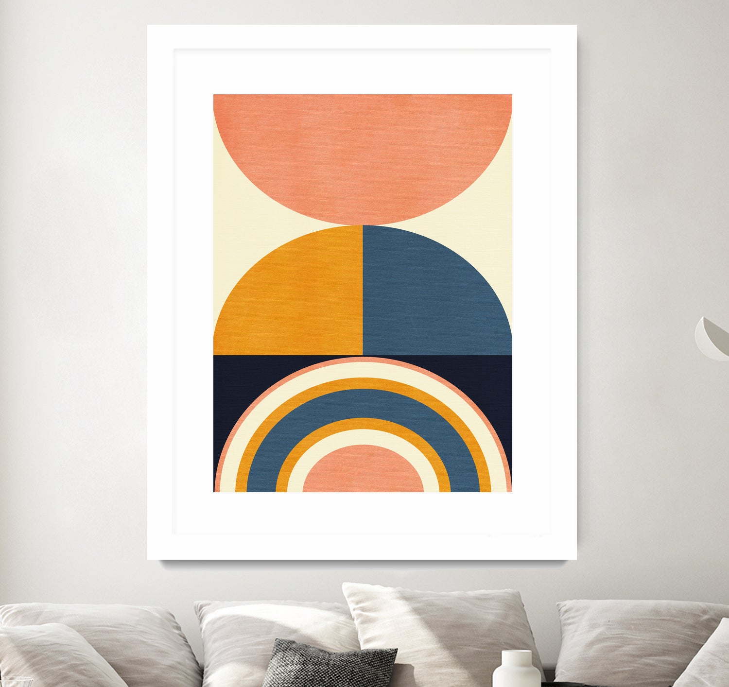 Rainbow Plus Shapes Blue Mustard10 by Ana Rut Bre on GIANT ART - abstract abstract