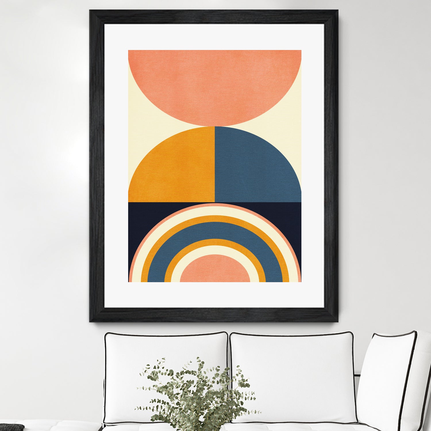 Rainbow Plus Shapes Blue Mustard10 by Ana Rut Bre on GIANT ART - abstract abstract