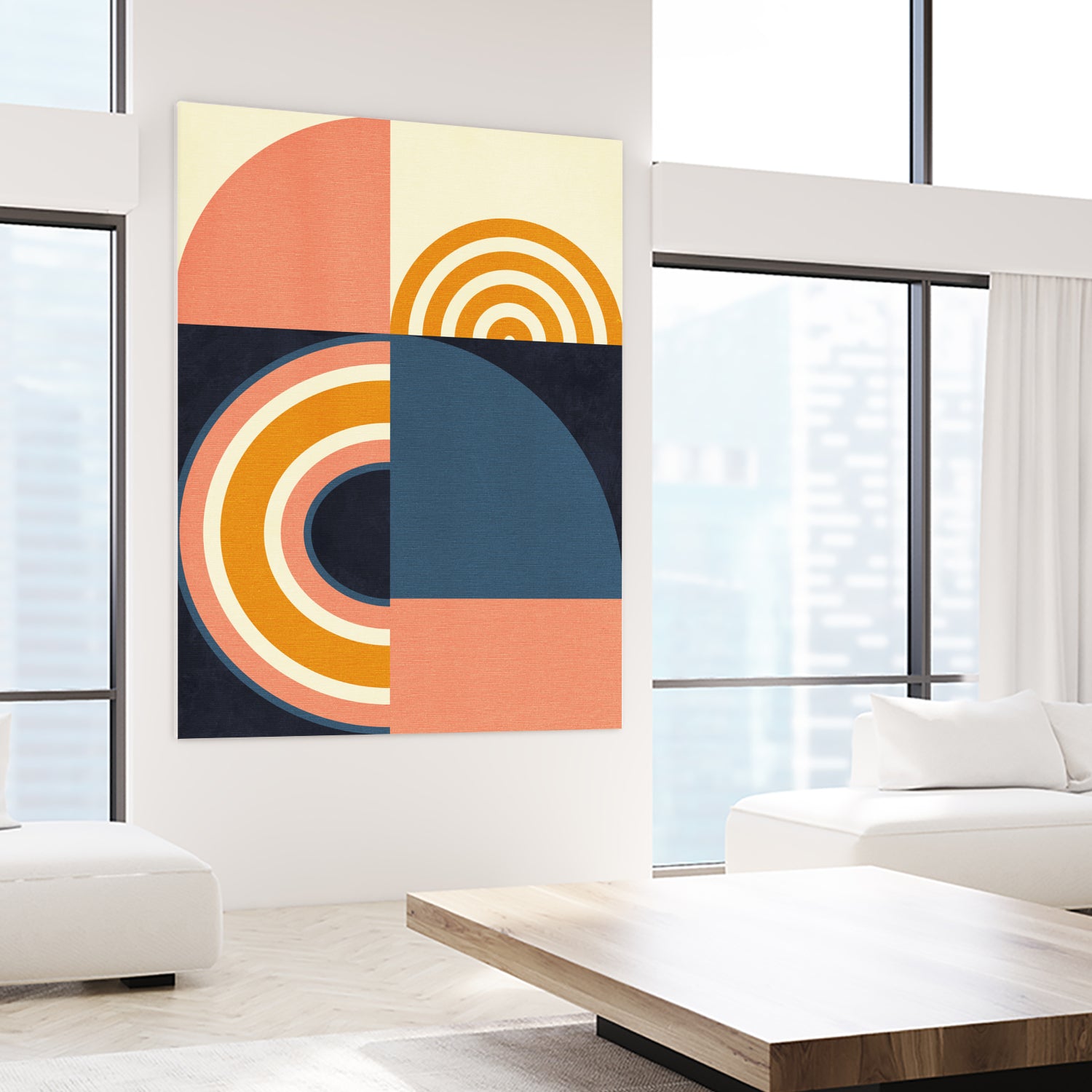 Rainbow Plus Shapes Blue Mustard9 by Ana Rut Bre on GIANT ART - abstract abstract