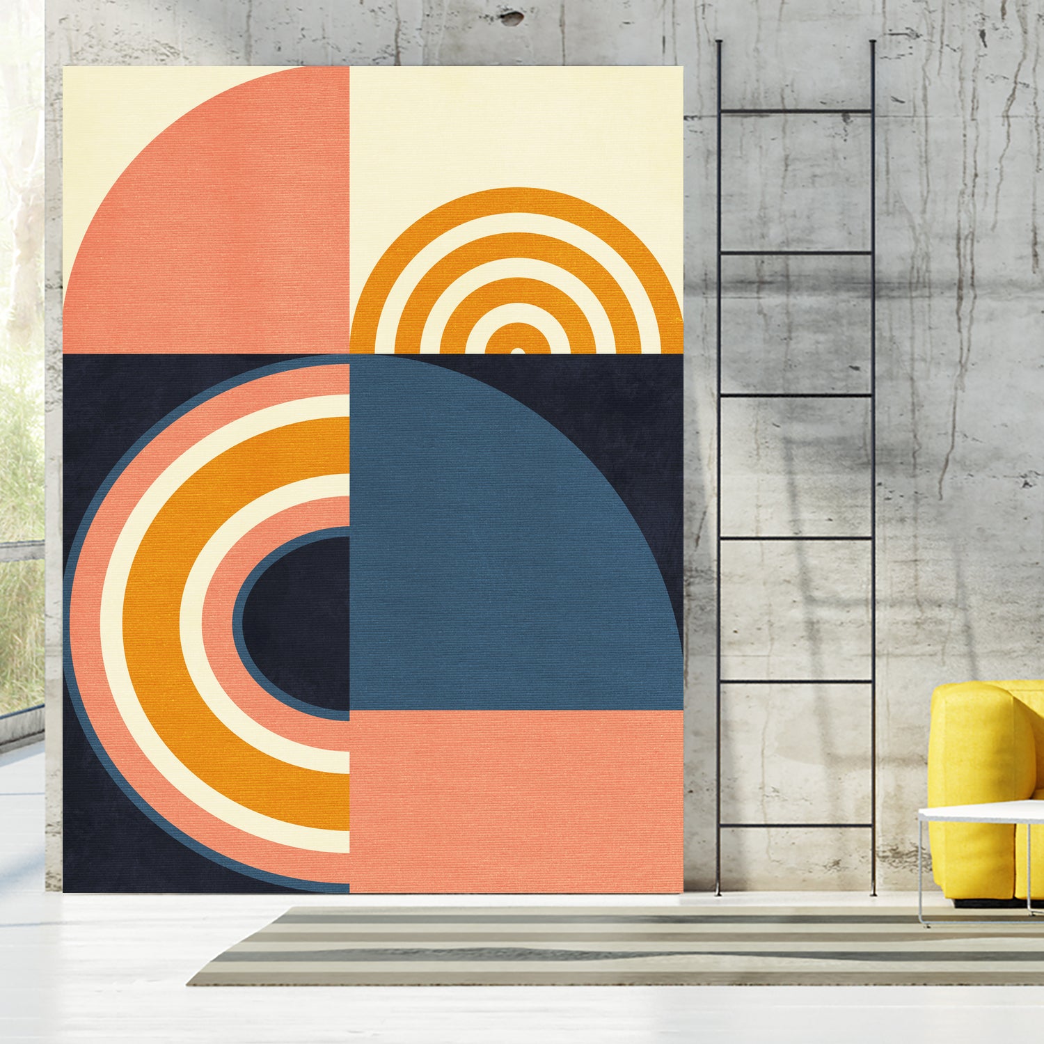 Rainbow Plus Shapes Blue Mustard9 by Ana Rut Bre on GIANT ART - abstract abstract