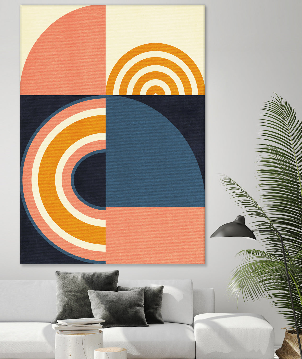 Rainbow Plus Shapes Blue Mustard9 by Ana Rut Bre on GIANT ART - abstract abstract