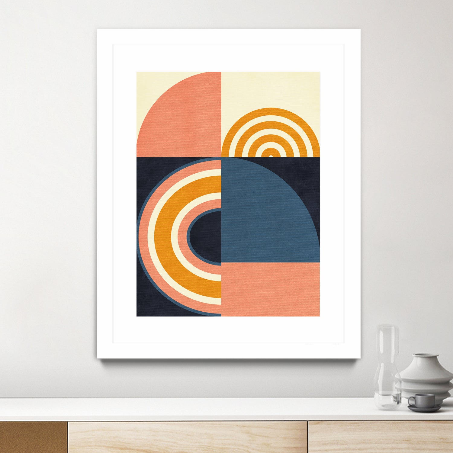 Rainbow Plus Shapes Blue Mustard9 by Ana Rut Bre on GIANT ART - abstract abstract