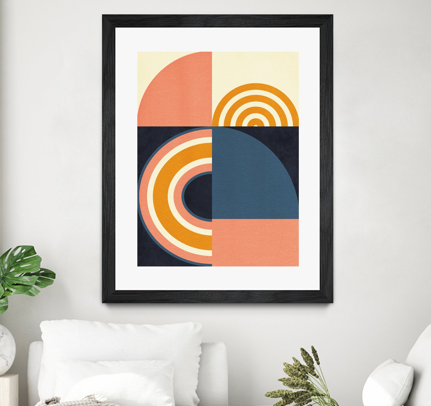 Rainbow Plus Shapes Blue Mustard9 by Ana Rut Bre on GIANT ART - abstract abstract