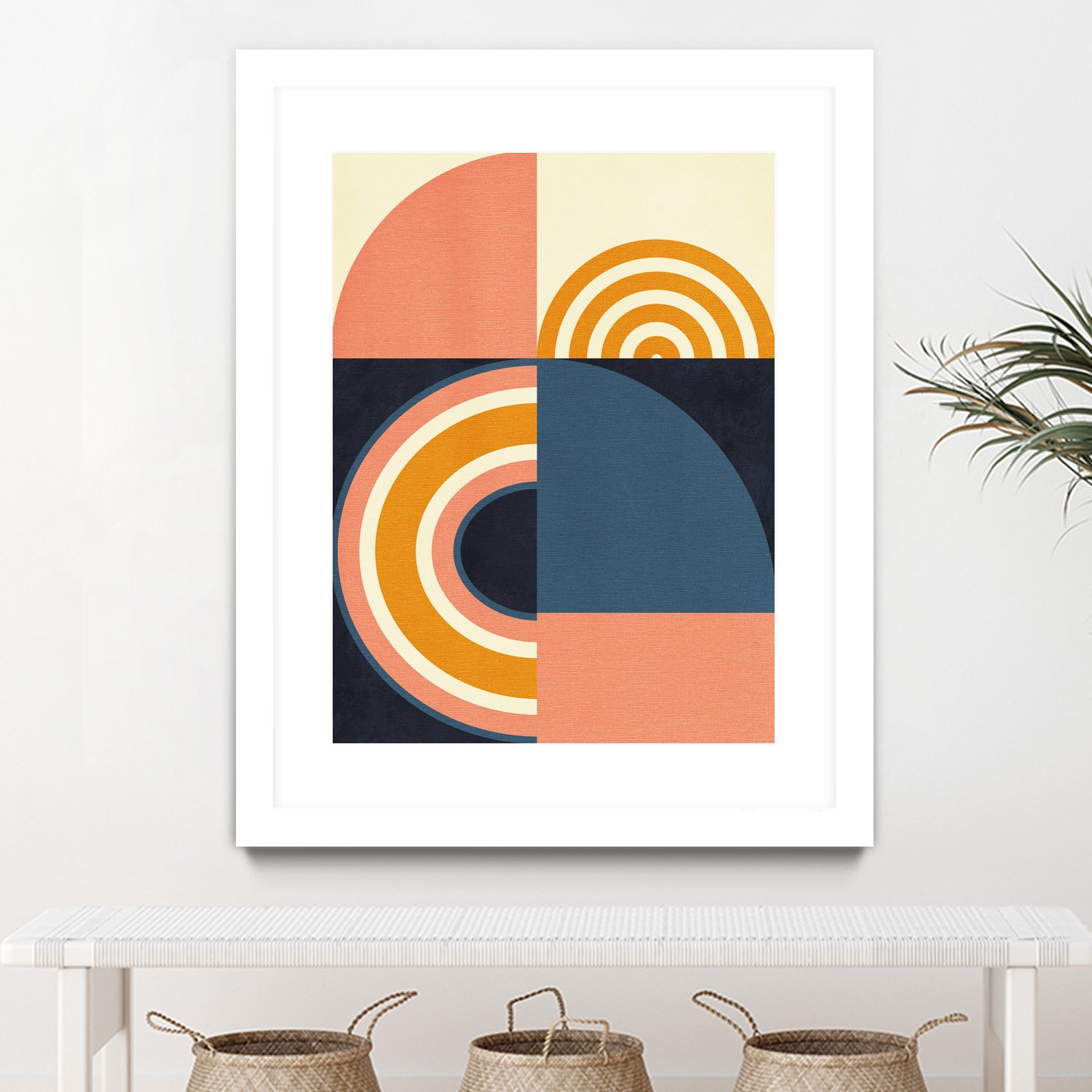 Rainbow Plus Shapes Blue Mustard9 by Ana Rut Bre on GIANT ART - abstract abstract