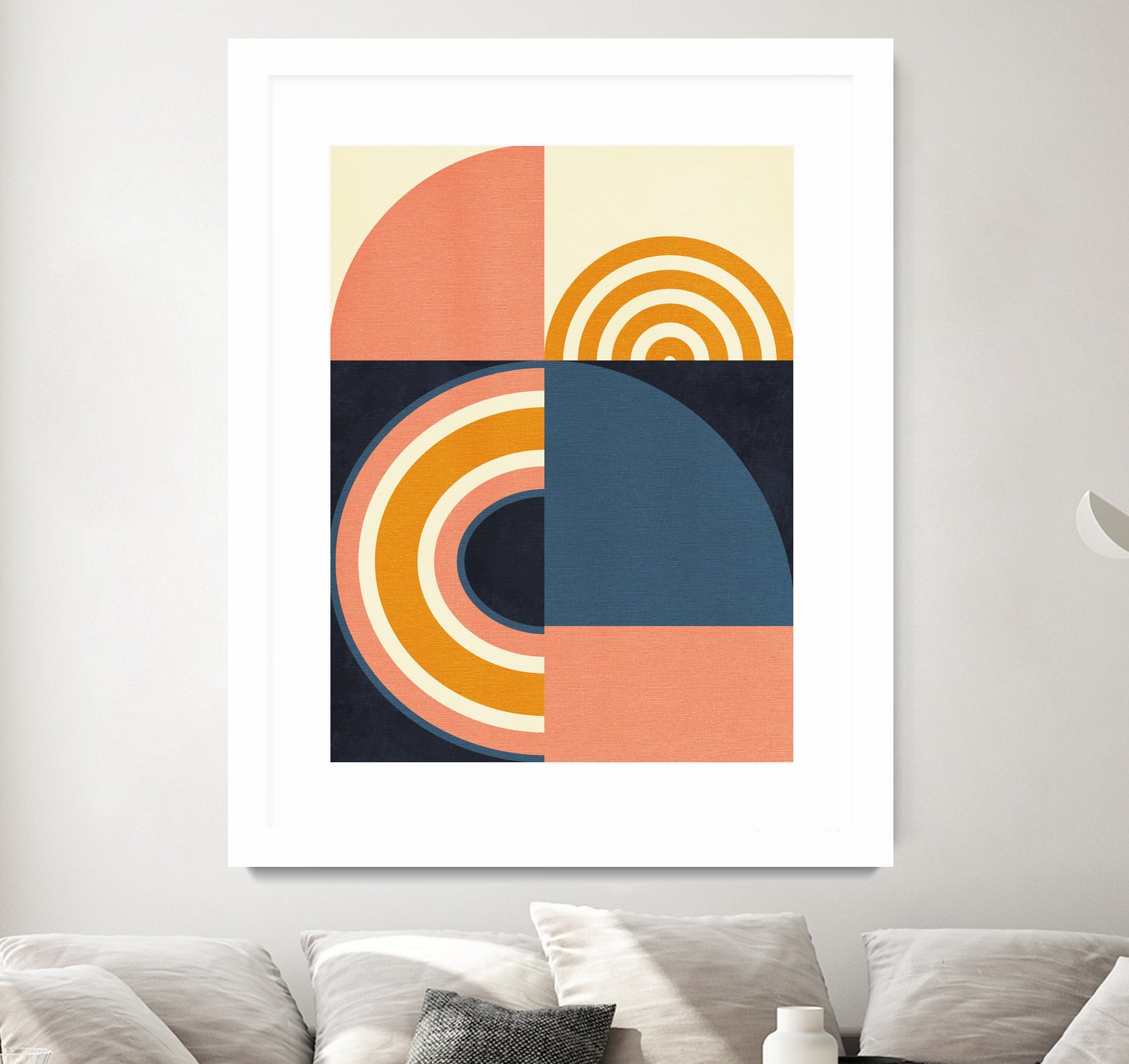 Rainbow Plus Shapes Blue Mustard9 by Ana Rut Bre on GIANT ART - abstract abstract