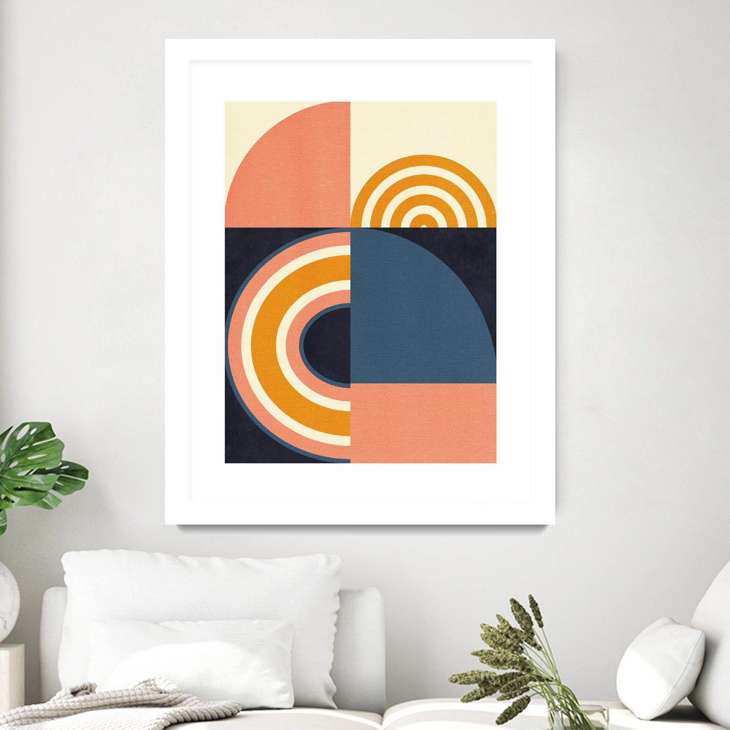 Rainbow Plus Shapes Blue Mustard9 by Ana Rut Bre on GIANT ART - abstract abstract