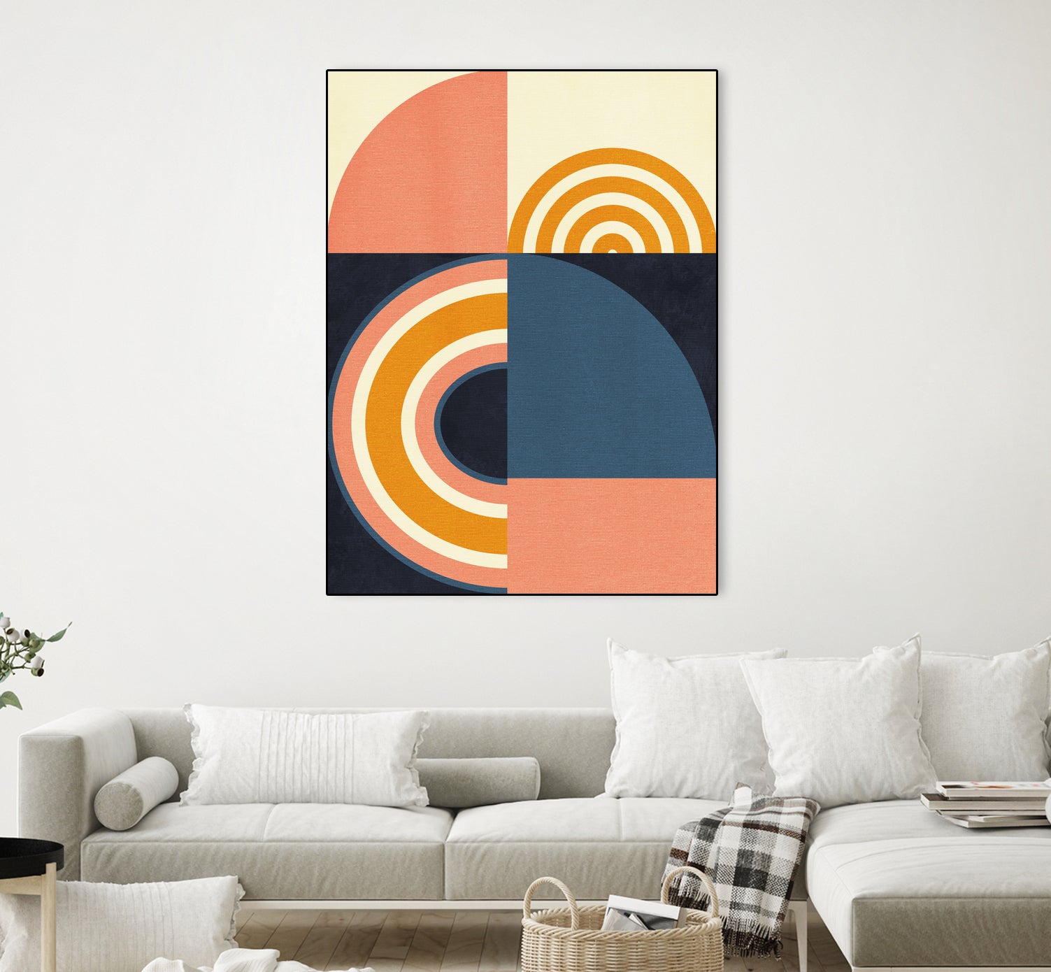 Rainbow Plus Shapes Blue Mustard9 by Ana Rut Bre on GIANT ART - abstract abstract