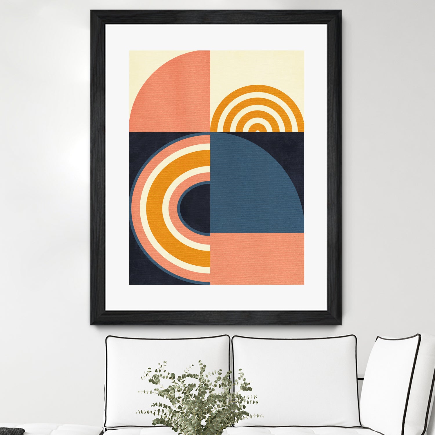 Rainbow Plus Shapes Blue Mustard9 by Ana Rut Bre on GIANT ART - abstract abstract