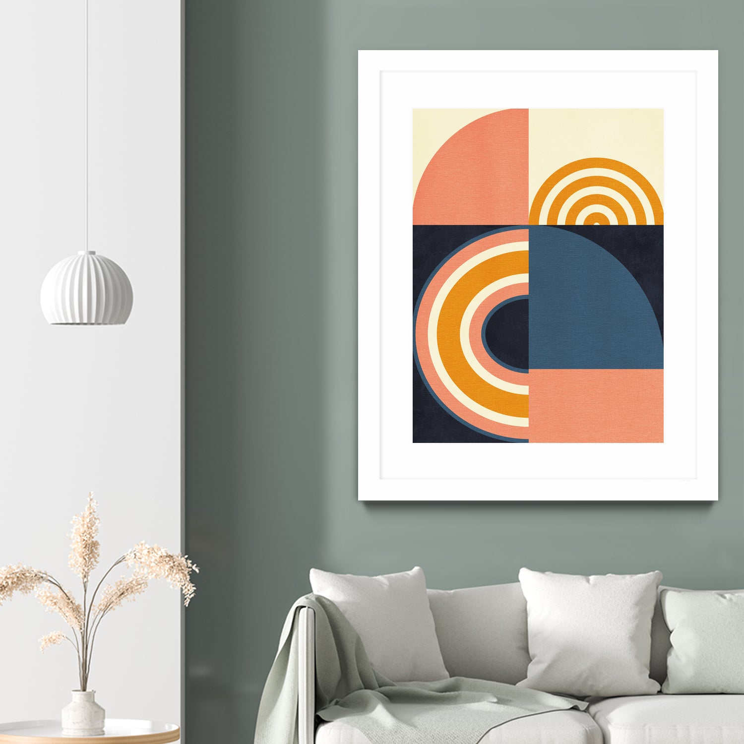 Rainbow Plus Shapes Blue Mustard9 by Ana Rut Bre on GIANT ART - abstract abstract