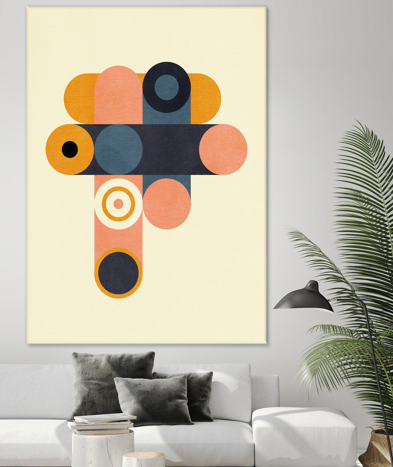 Rainbow Plus Shapes Blue Mustard8 by Ana Rut Bre on GIANT ART - abstract abstract