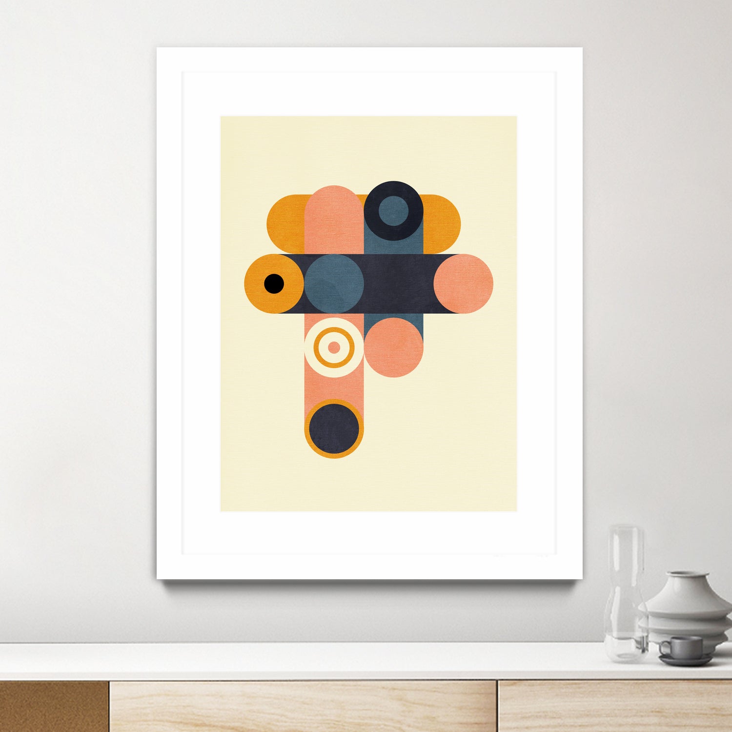 Rainbow Plus Shapes Blue Mustard8 by Ana Rut Bre on GIANT ART - abstract abstract