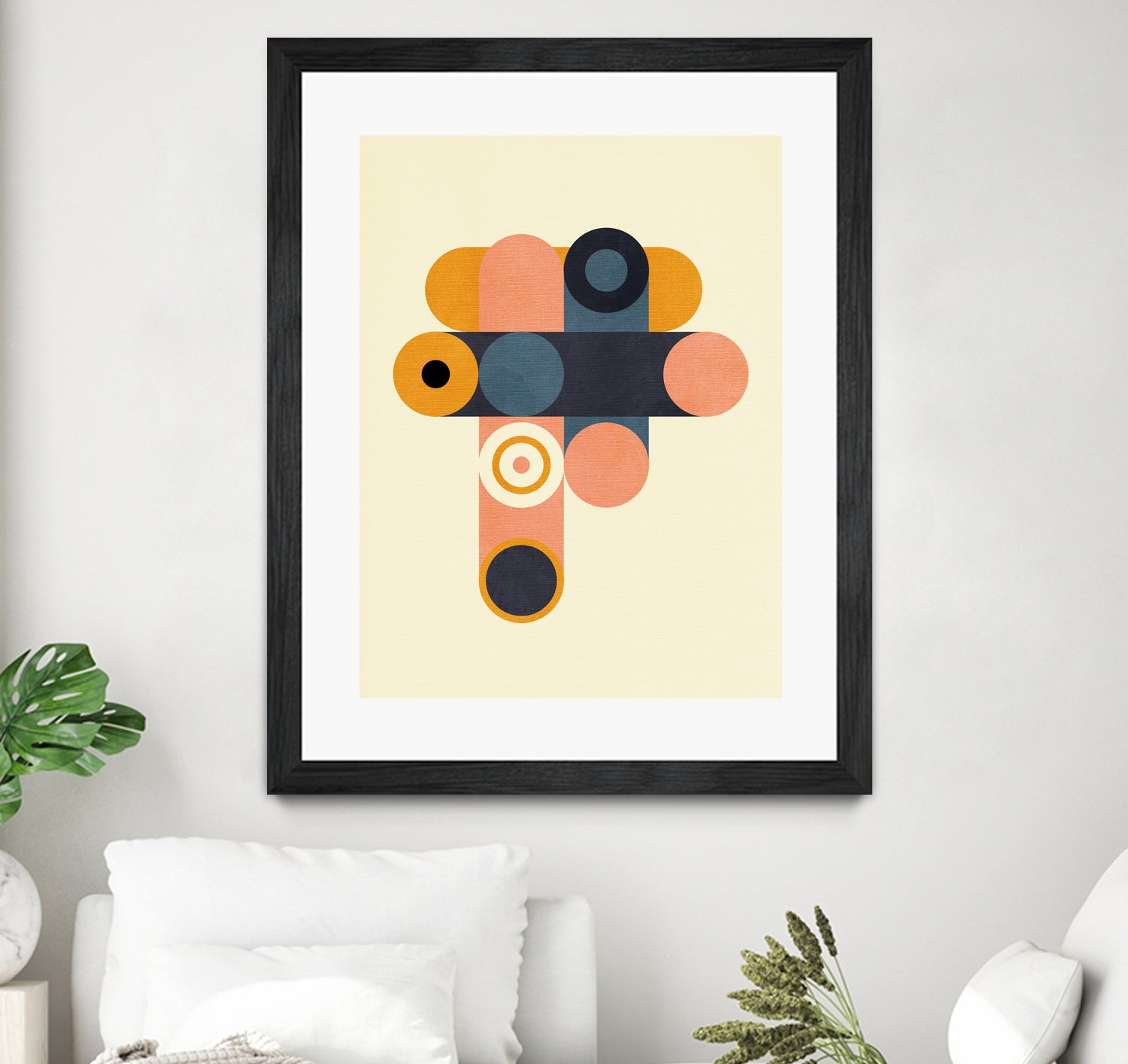 Rainbow Plus Shapes Blue Mustard8 by Ana Rut Bre on GIANT ART - abstract abstract