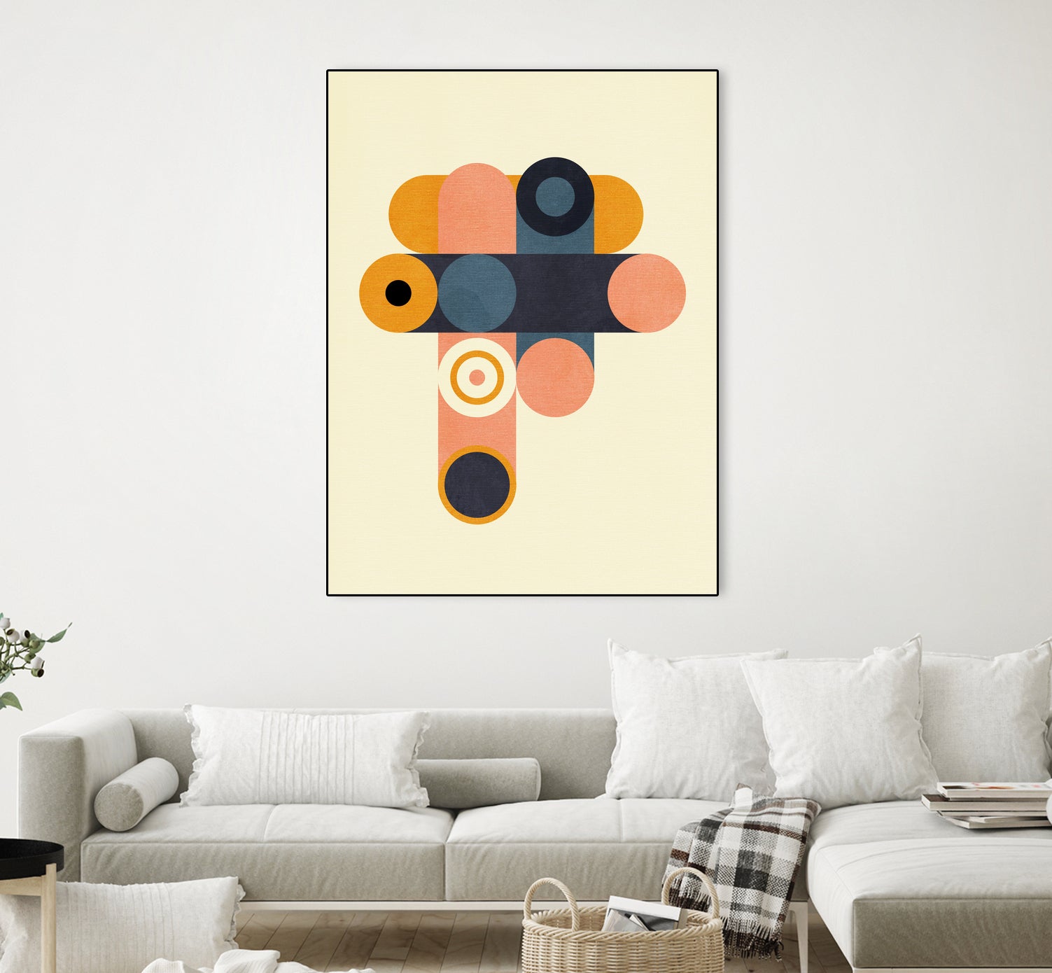 Rainbow Plus Shapes Blue Mustard8 by Ana Rut Bre on GIANT ART - abstract abstract