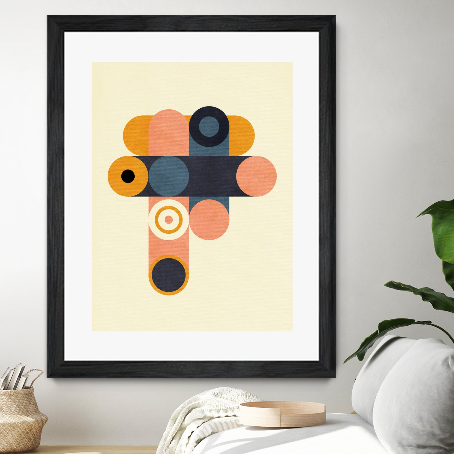 Rainbow Plus Shapes Blue Mustard8 by Ana Rut Bre on GIANT ART - abstract abstract