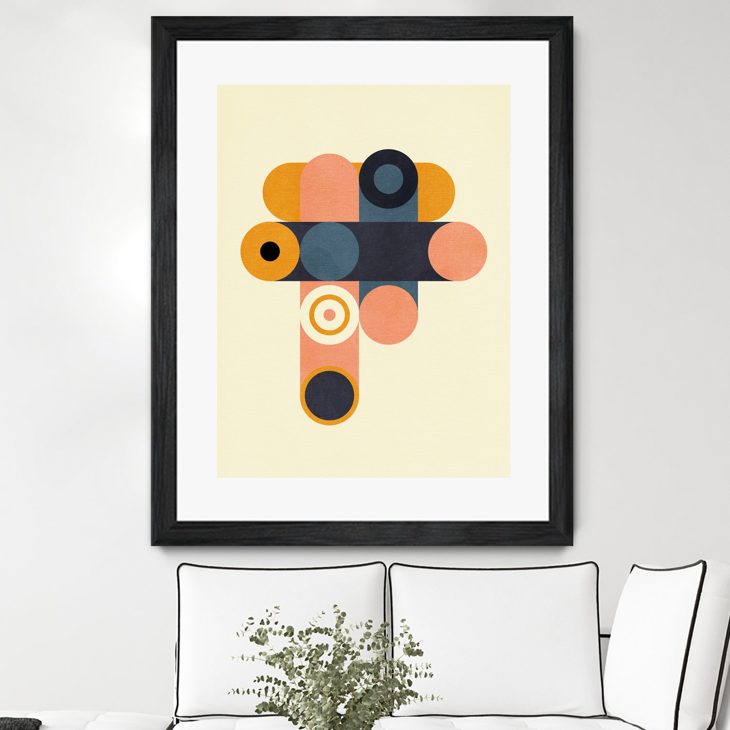 Rainbow Plus Shapes Blue Mustard8 by Ana Rut Bre on GIANT ART - abstract abstract