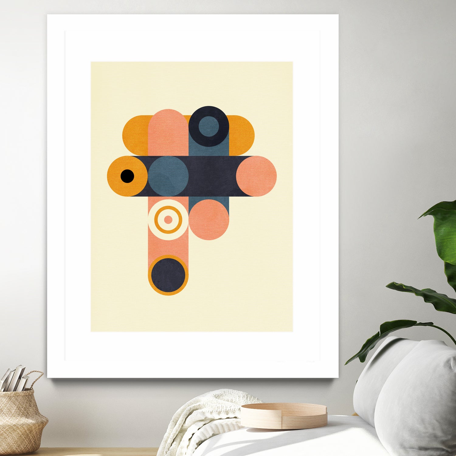 Rainbow Plus Shapes Blue Mustard8 by Ana Rut Bre on GIANT ART - abstract abstract