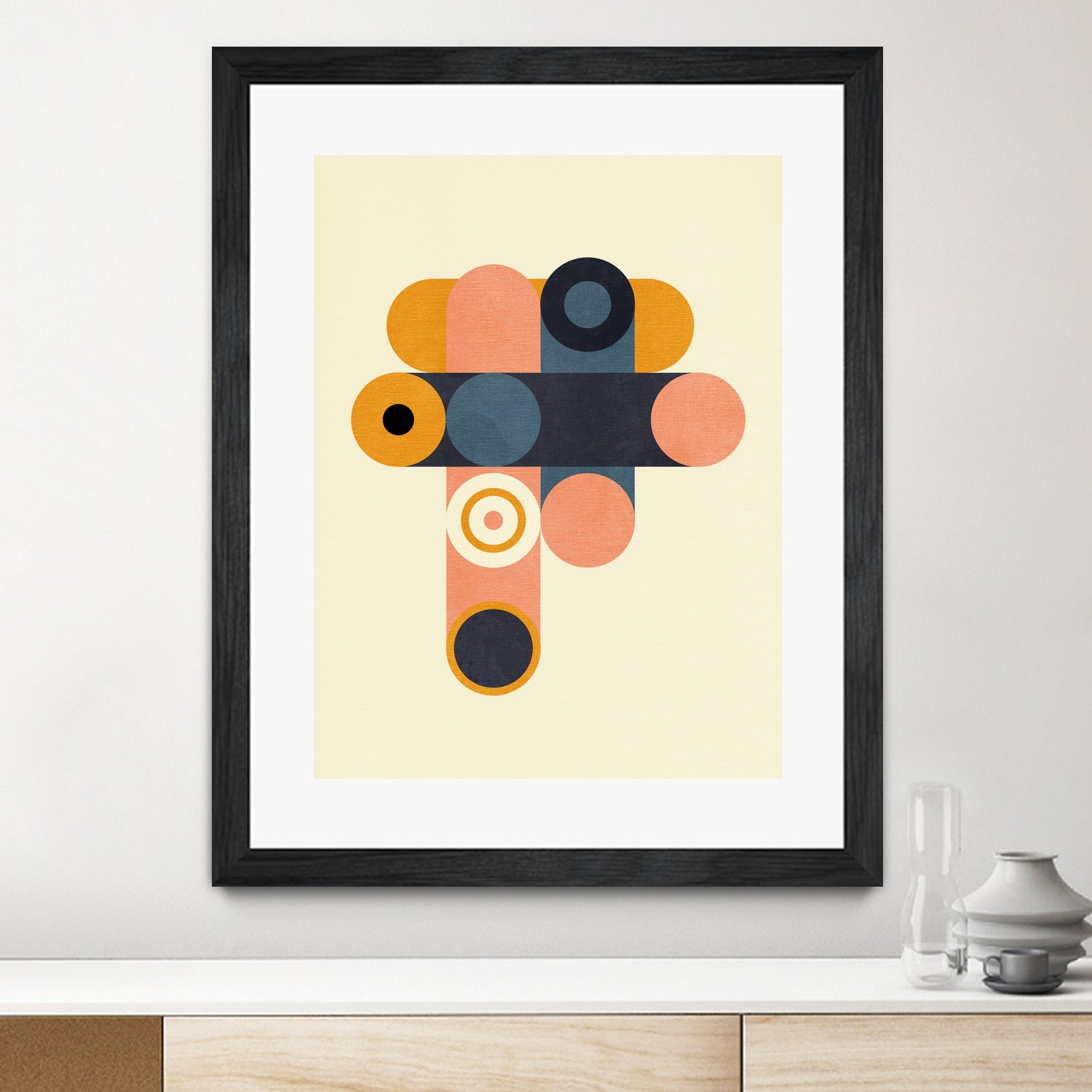 Rainbow Plus Shapes Blue Mustard8 by Ana Rut Bre on GIANT ART - abstract abstract