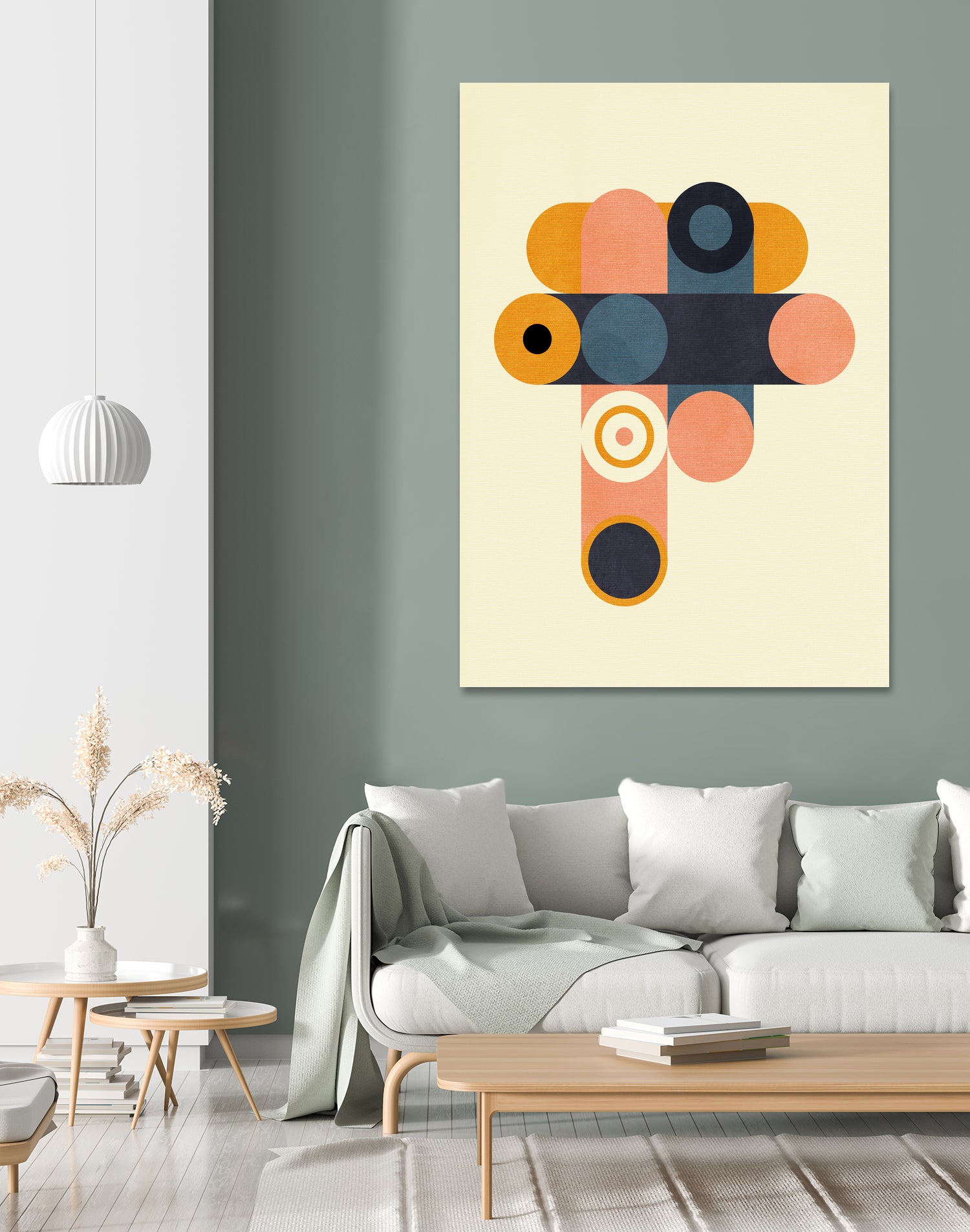 Rainbow Plus Shapes Blue Mustard8 by Ana Rut Bre on GIANT ART - abstract abstract