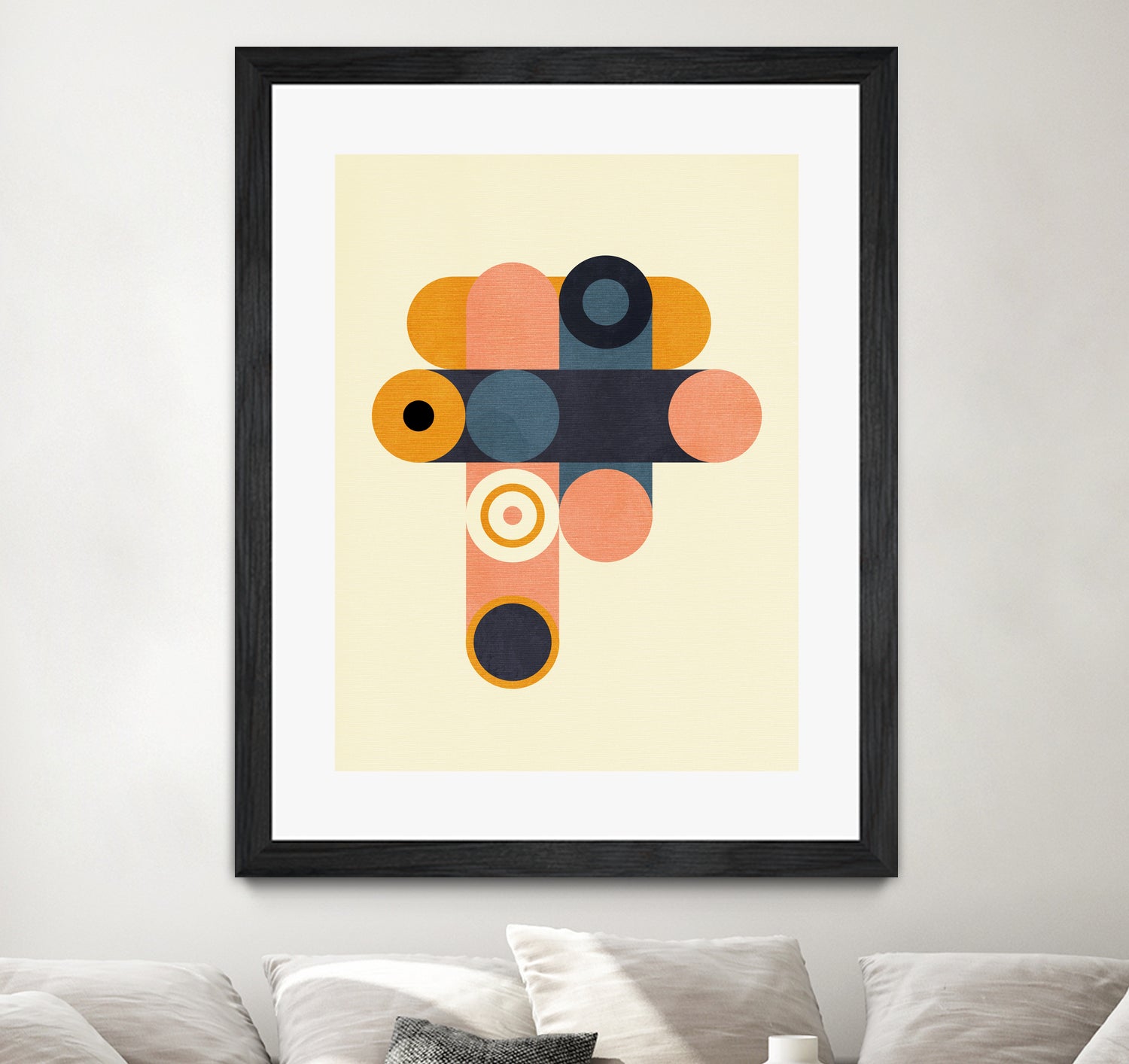 Rainbow Plus Shapes Blue Mustard8 by Ana Rut Bre on GIANT ART - abstract abstract