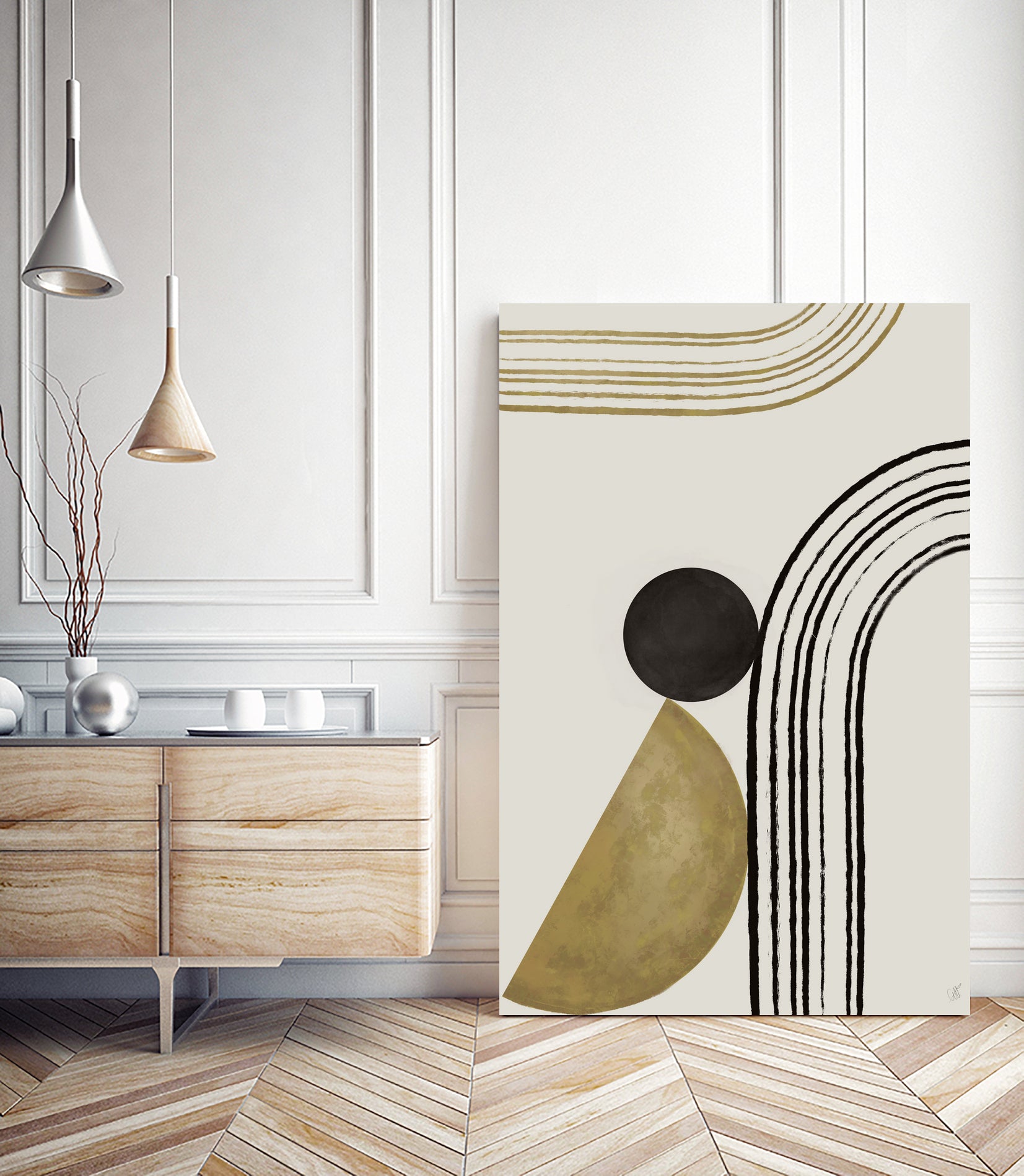 Scandi Gold Abstract by Anne-Marie on GIANT ART - abstract scandinavian style