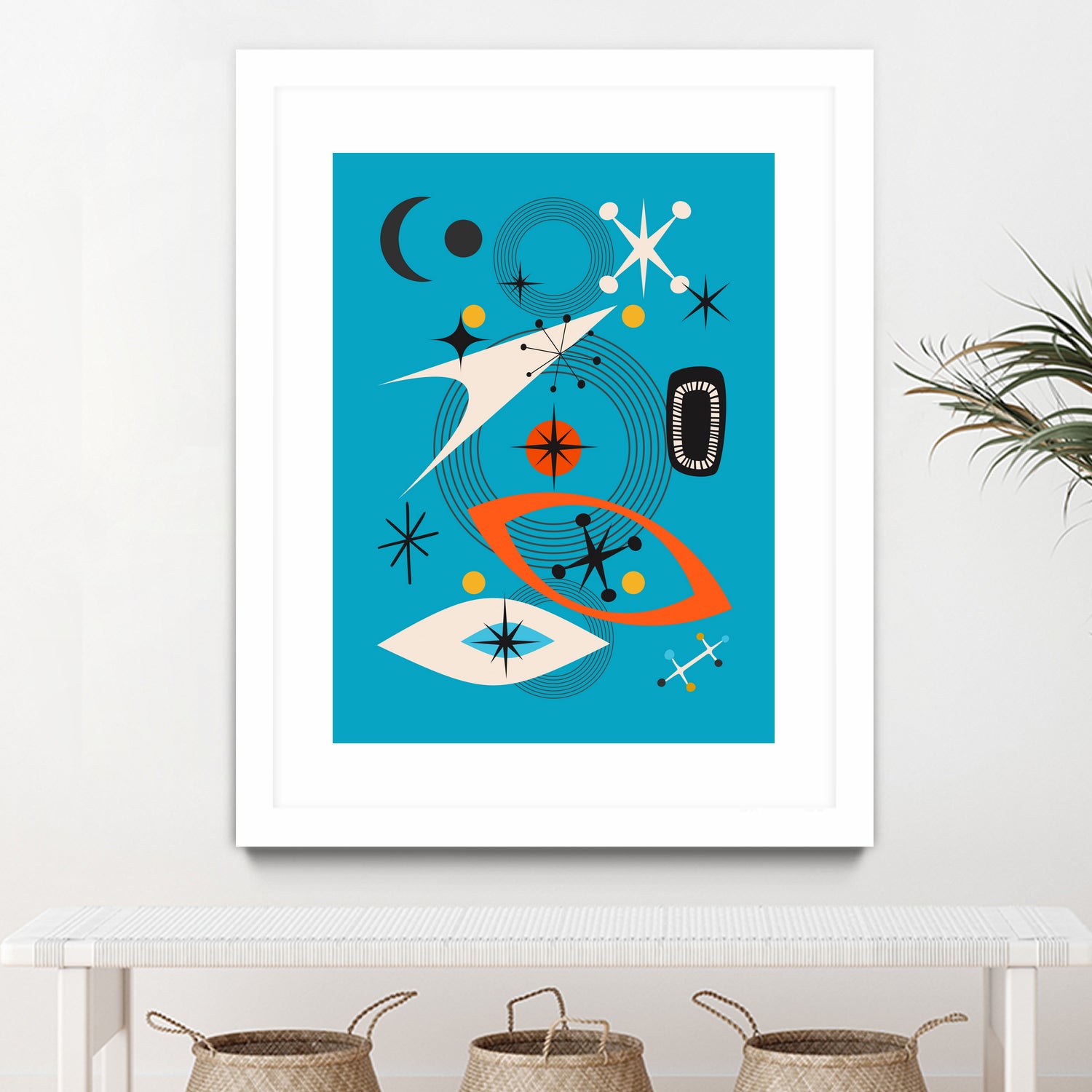 Mid Century In Retro Blue by Little on GIANT ART - illustration blue background