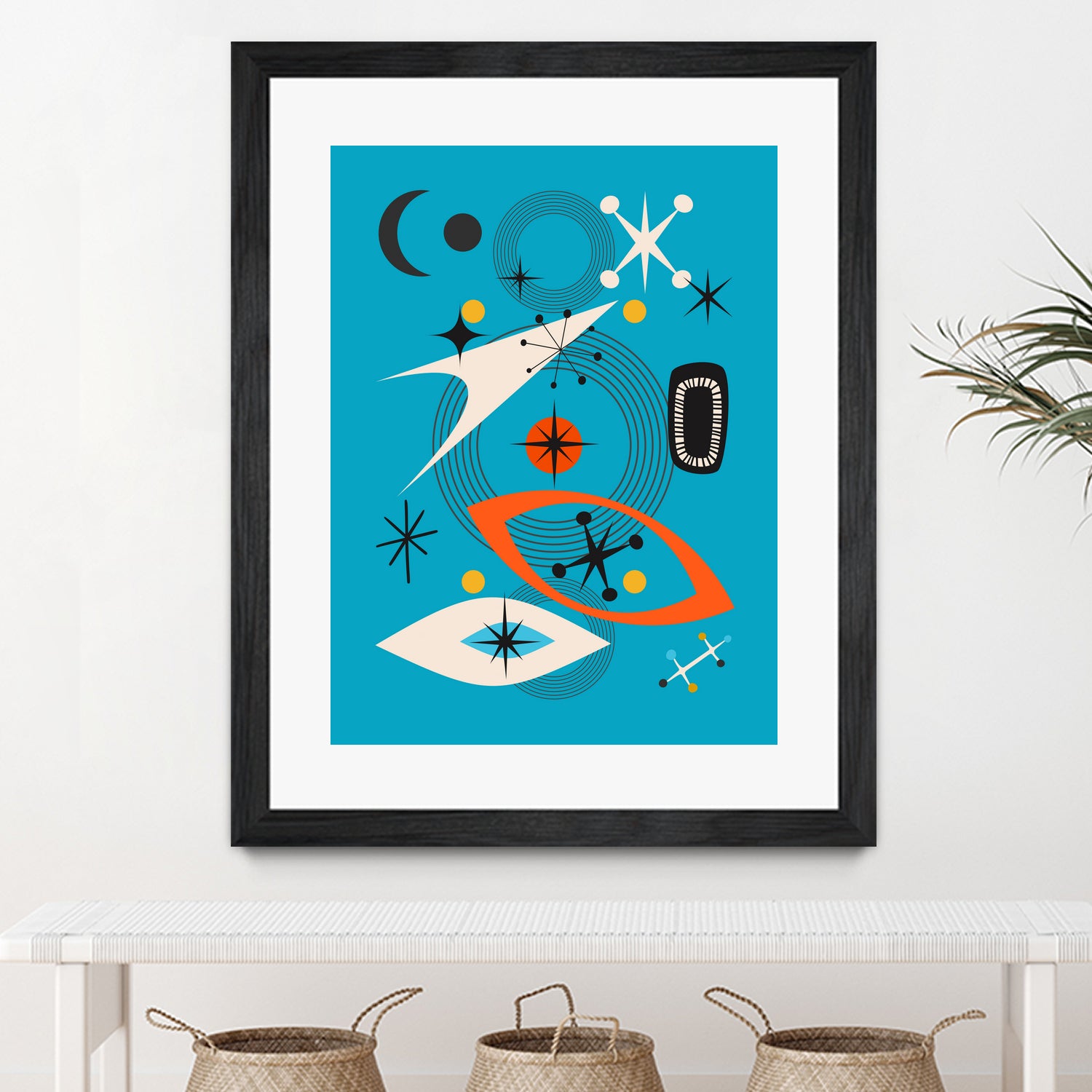 Mid Century In Retro Blue by Little on GIANT ART - illustration blue background