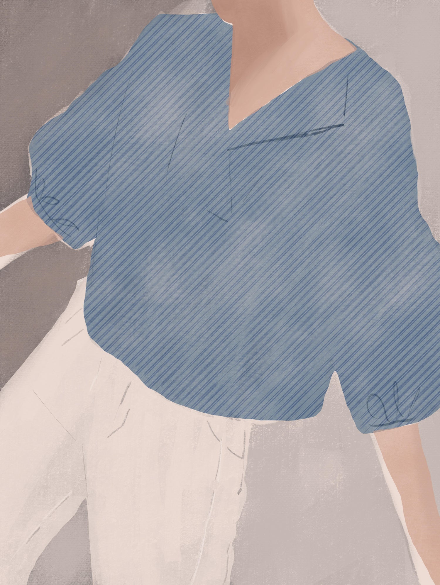 Striped Shirt Wanderer by Little on GIANT ART - illustration person