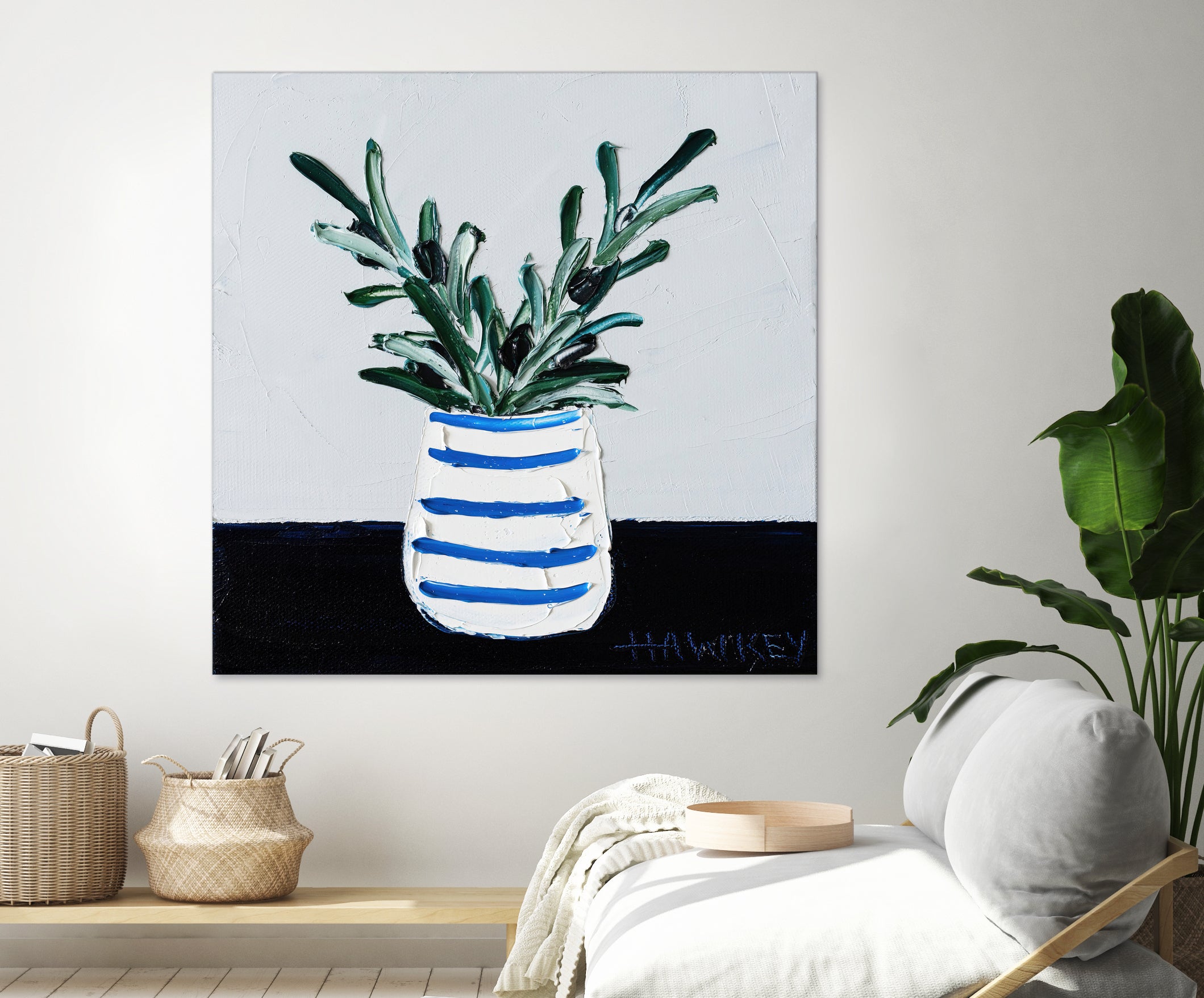 Navy Olive Master by Angela on GIANT ART - green illustration painterly