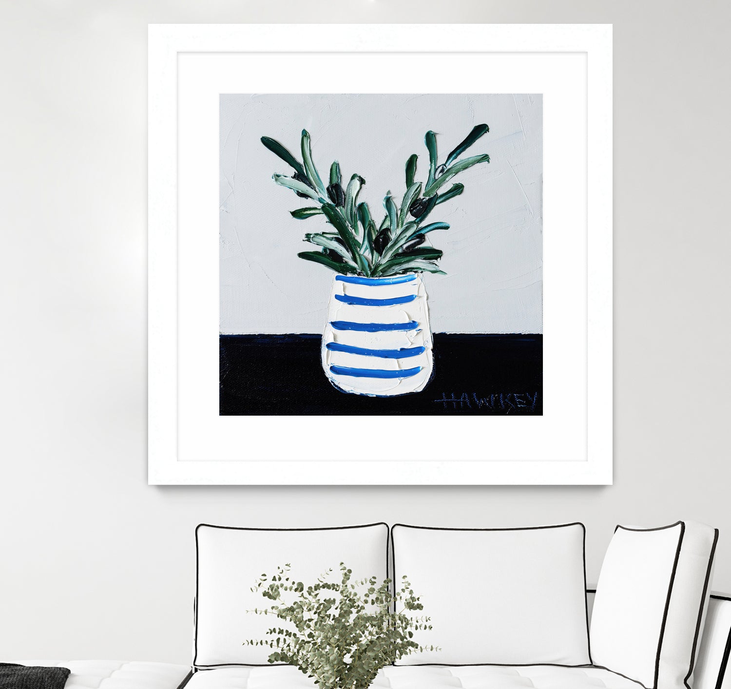 Navy Olive Master by Angela on GIANT ART - green illustration painterly