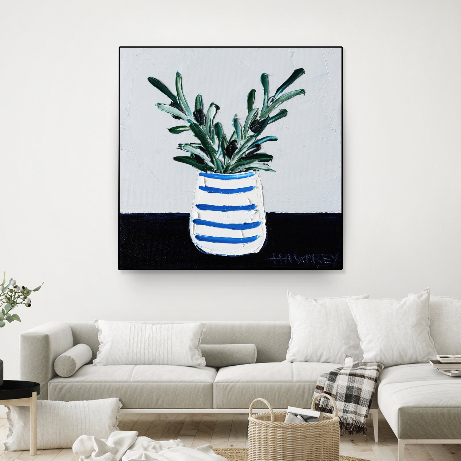 Navy Olive Master by Angela on GIANT ART - green illustration painterly