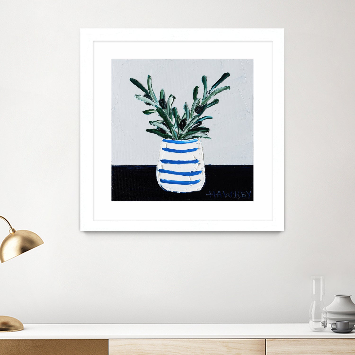 Navy Olive Master by Angela on GIANT ART - green illustration painterly