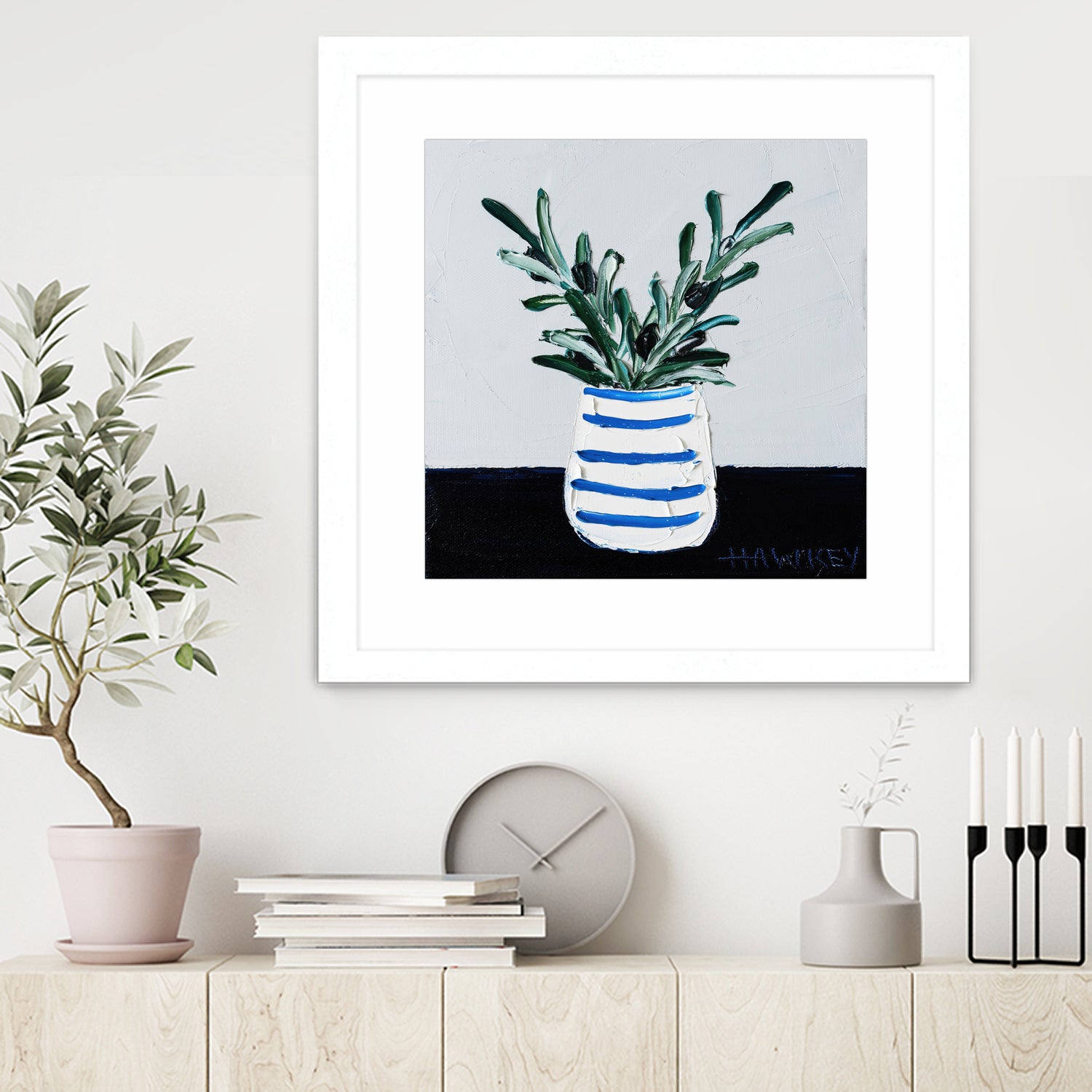 Navy Olive Master by Angela on GIANT ART - green illustration painterly